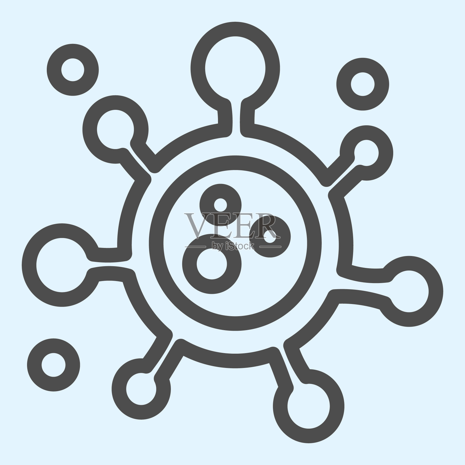 病毒或细菌线图标。Covid-19病原微生物轮廓风格象形图，白色背景。移动概念和网页设计的冠状病毒爆发迹象。矢量图形。图标素材