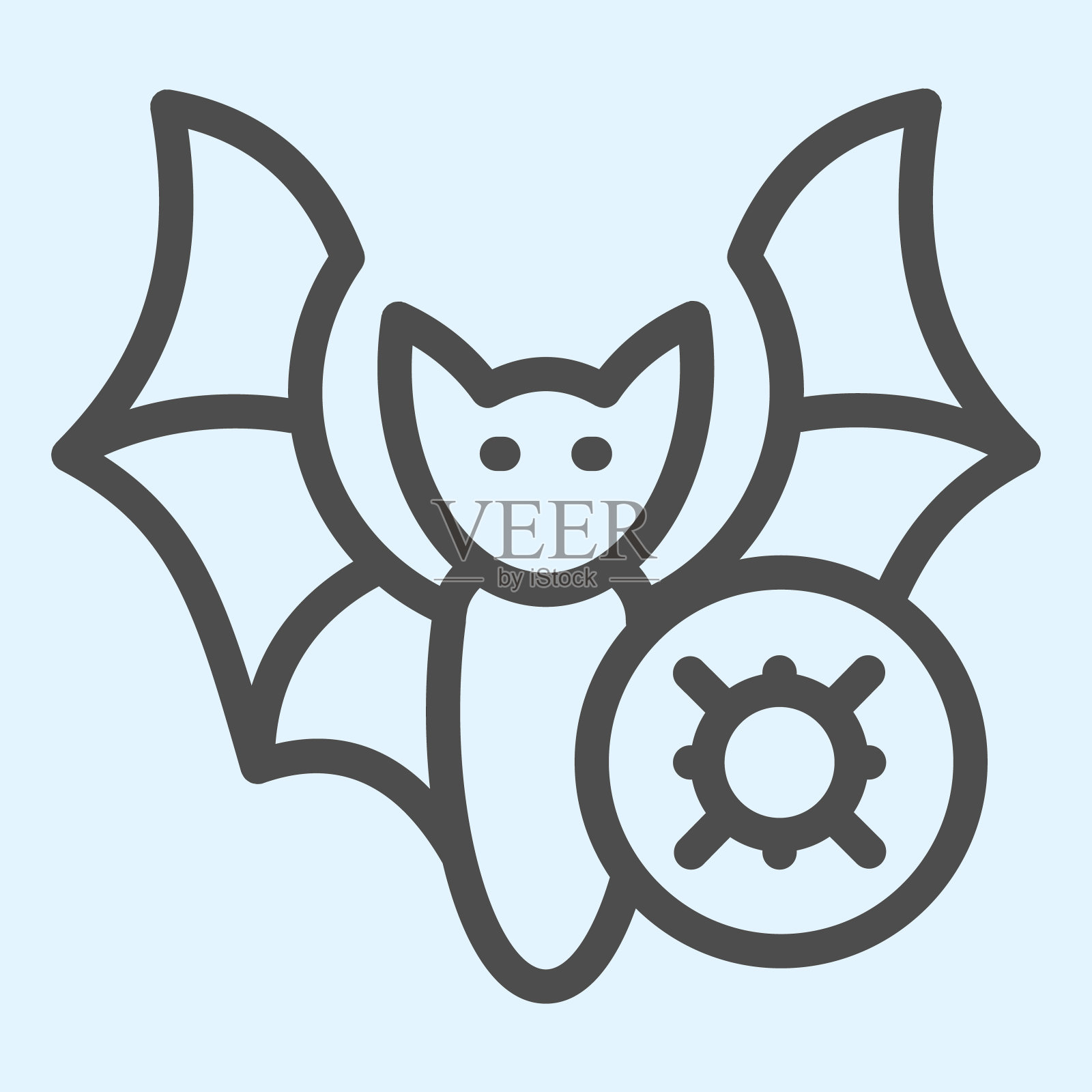 被感染的蝙蝠线图标。白色背景上蝙蝠轮廓式象形图的细菌、致病菌或病毒。移动概念和网页设计的冠状病毒传播标志。矢量图形。插画图片素材