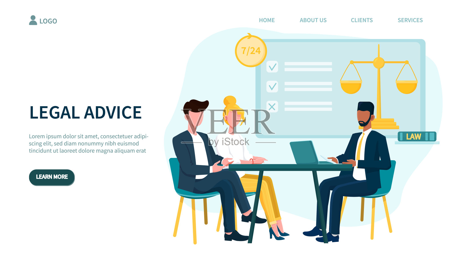 法律咨询概念与商界人士会面插画图片素材