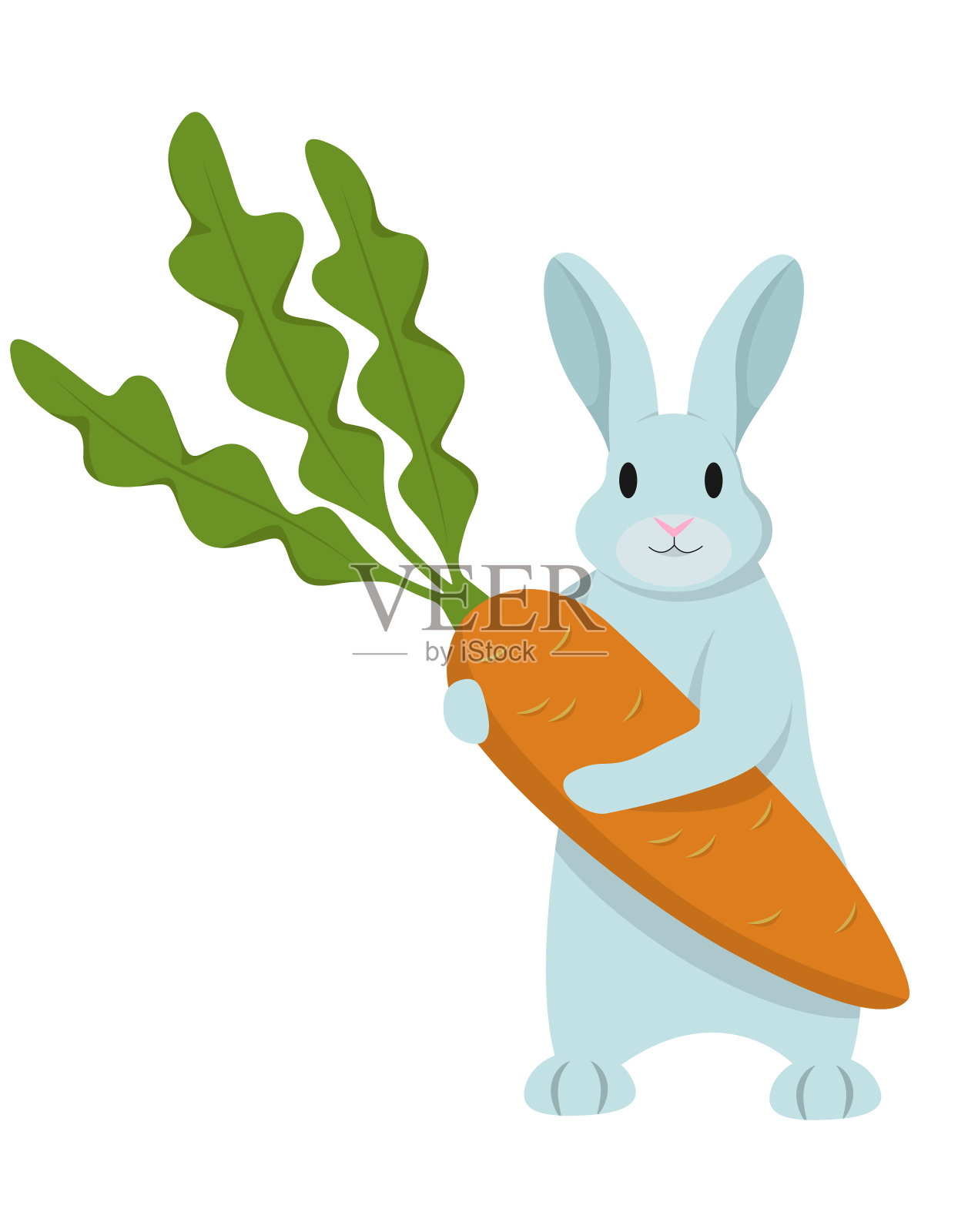 兔子拿着一个大胡萝卜。设计元素图片