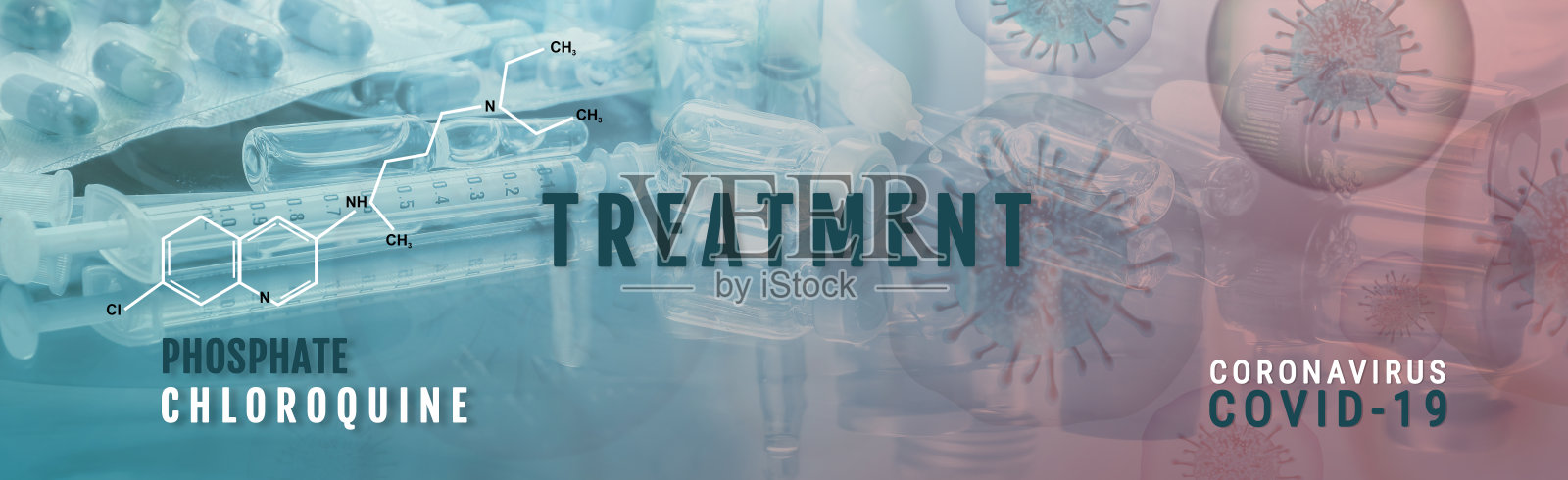 磷酸氯喹治疗冠状病毒新冠肺炎概念插图横幅-照片摄影图片