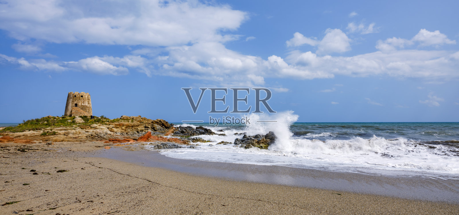 位于奥罗塞湾的巴里萨多塔，巴里萨多，奥格里阿斯特拉，意大利撒丁岛照片摄影图片