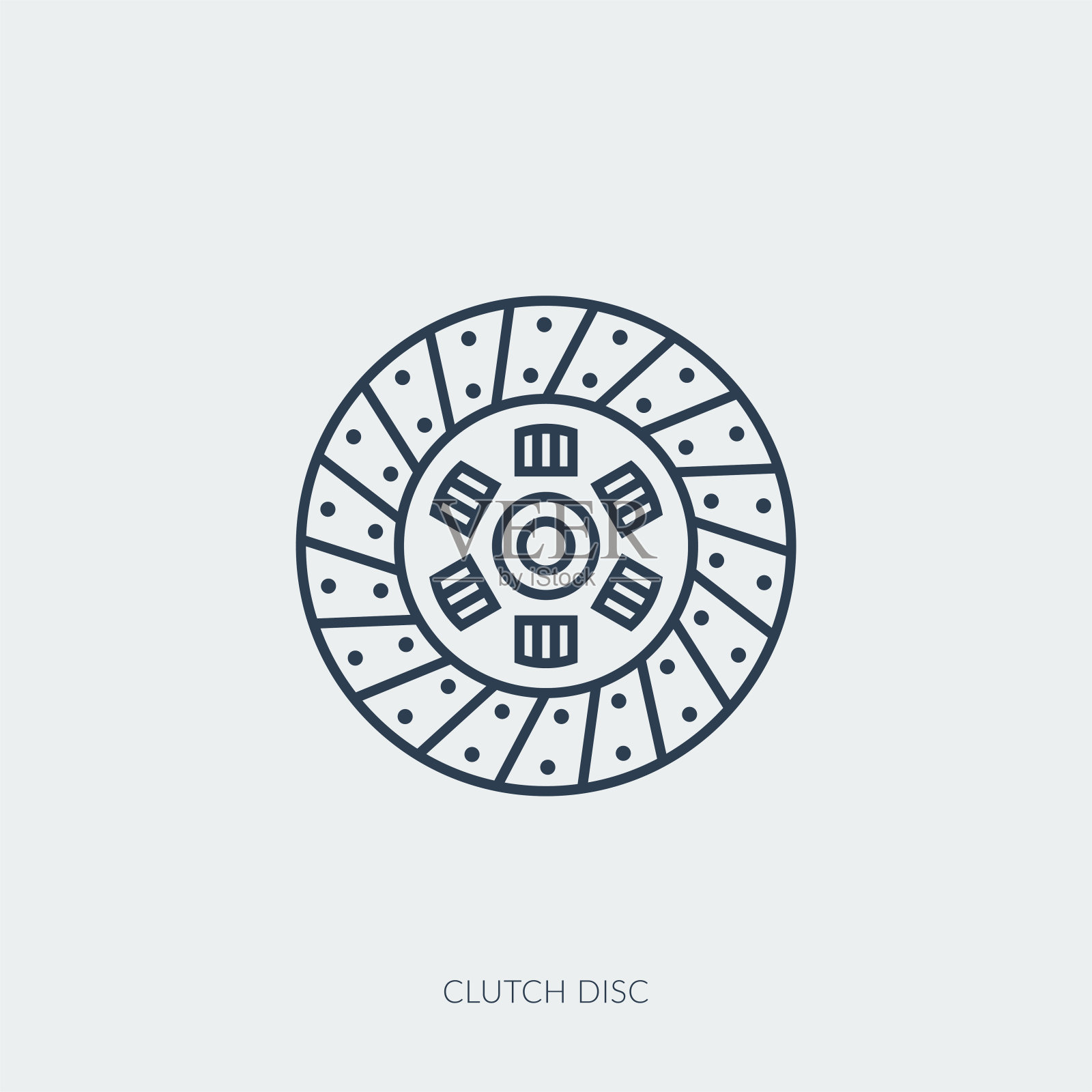 汽车零件-离合器盘的矢量轮廓图标插画图片素材