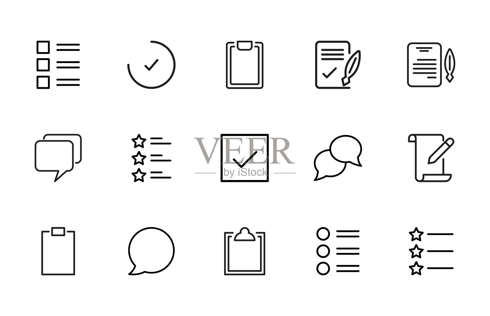 简单的一套调查现代细线图标图标素材