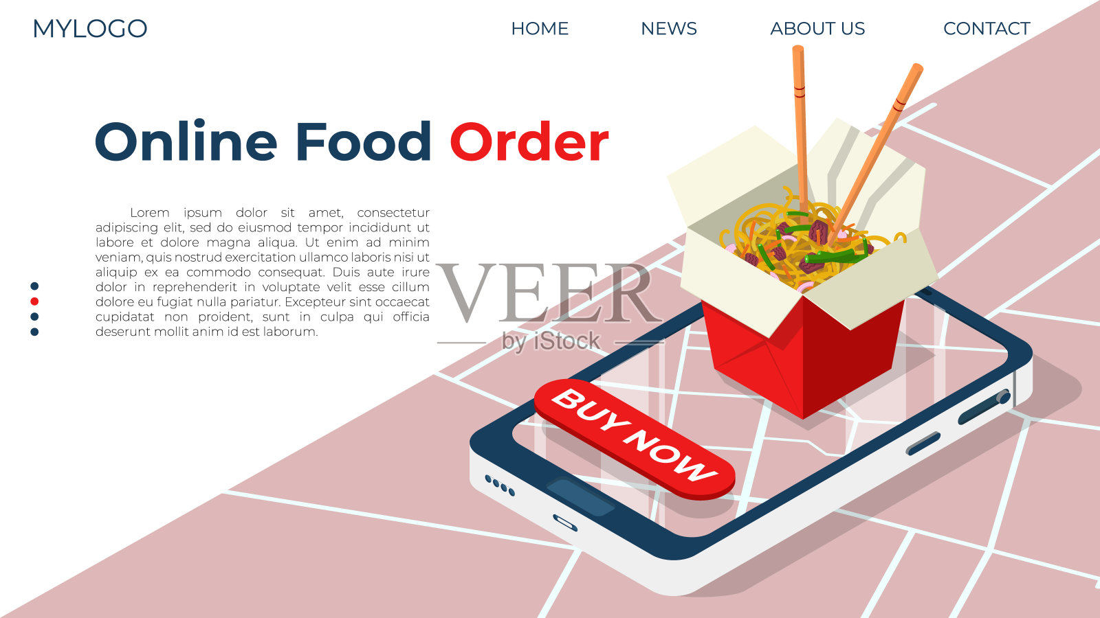 点餐的概念。登陆页面的主题是在家订餐插画图片素材