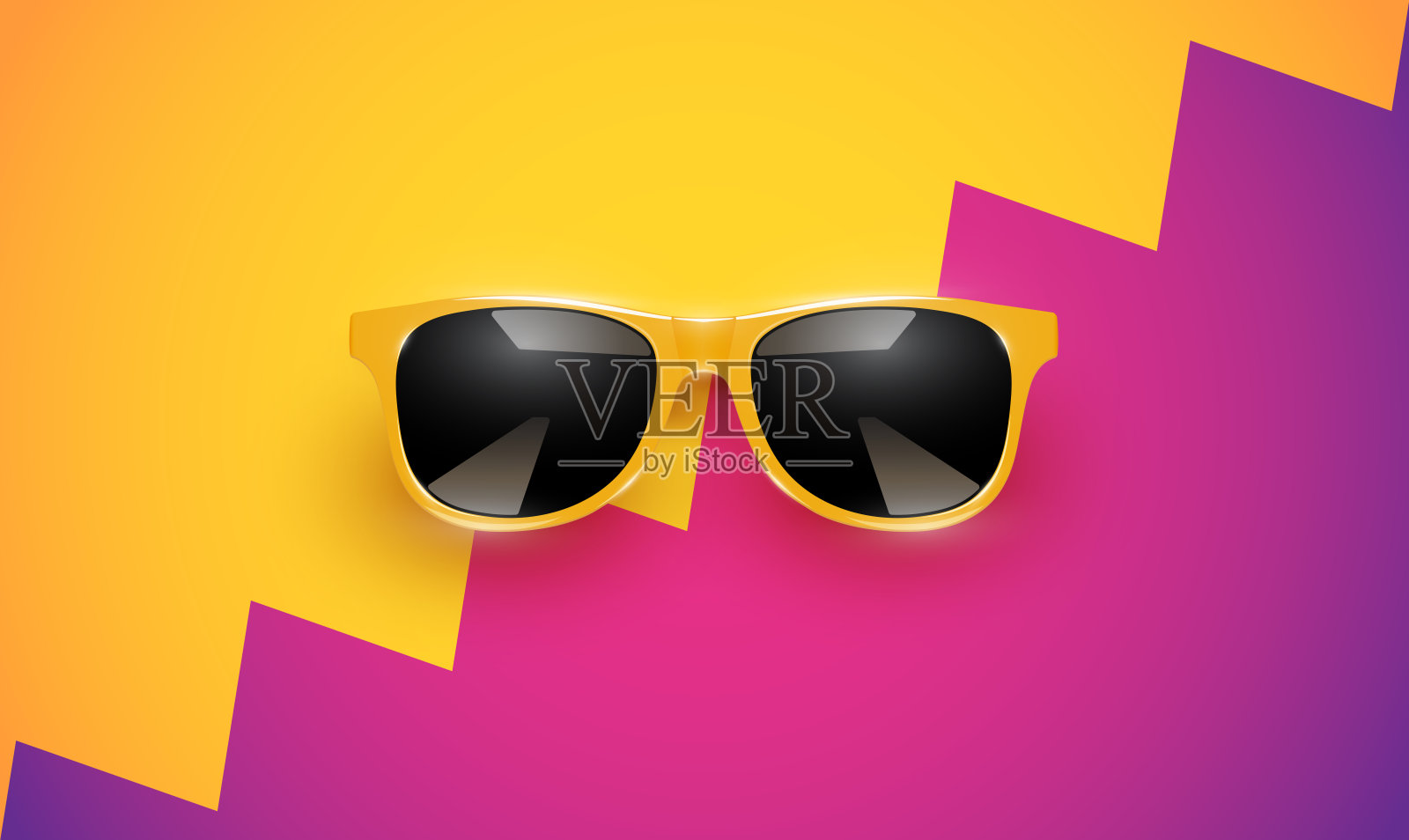 现实的矢量太阳镜在一个彩色的背景，矢量插图插画图片素材