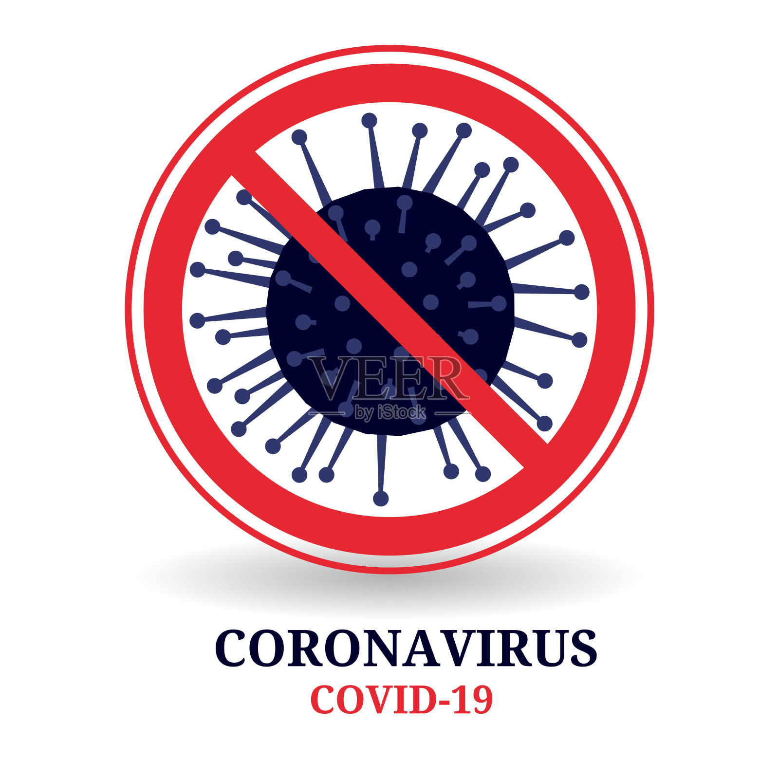 新型冠状病毒ncov-2019的抽象模型。红圈交叉冠状病毒。插画图片素材