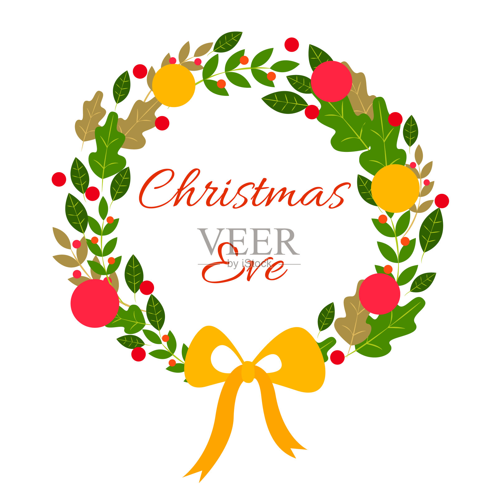 圣诞花环平面设计。独特的设计为您的贺卡，横幅插画图片素材