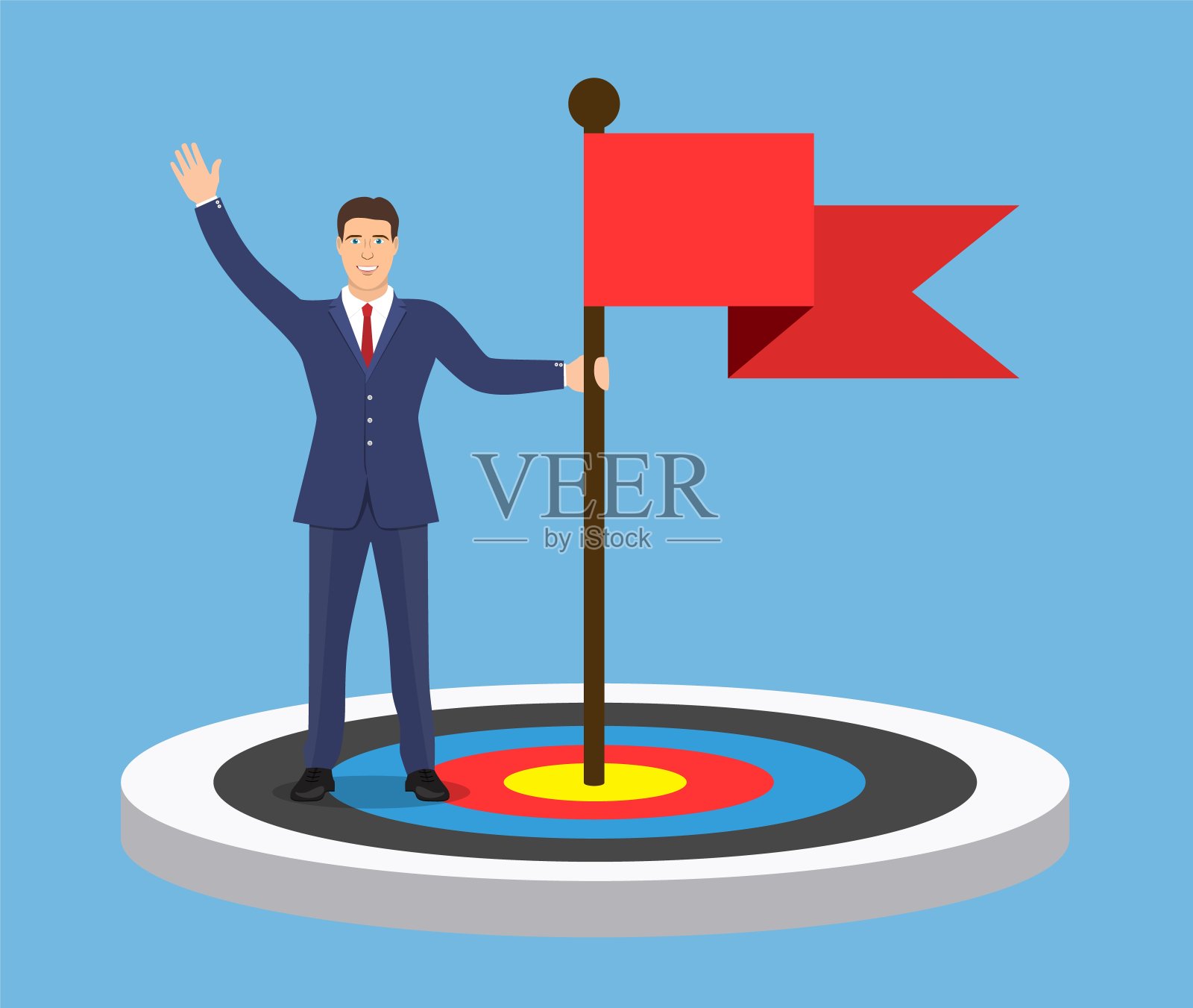 商人拿着国旗站在靶子上插画图片素材