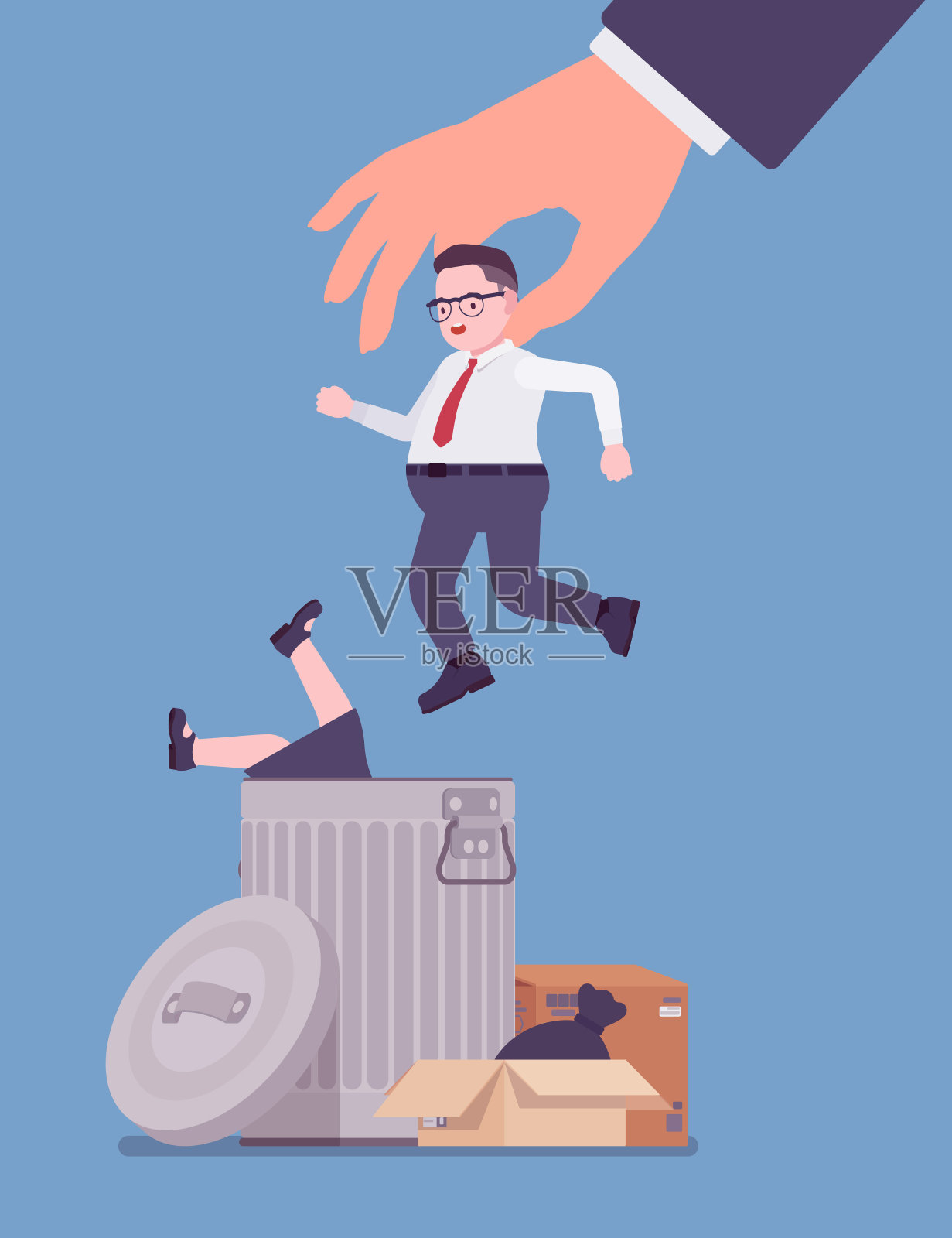 男员工被不公平解雇，失业危机插画图片素材