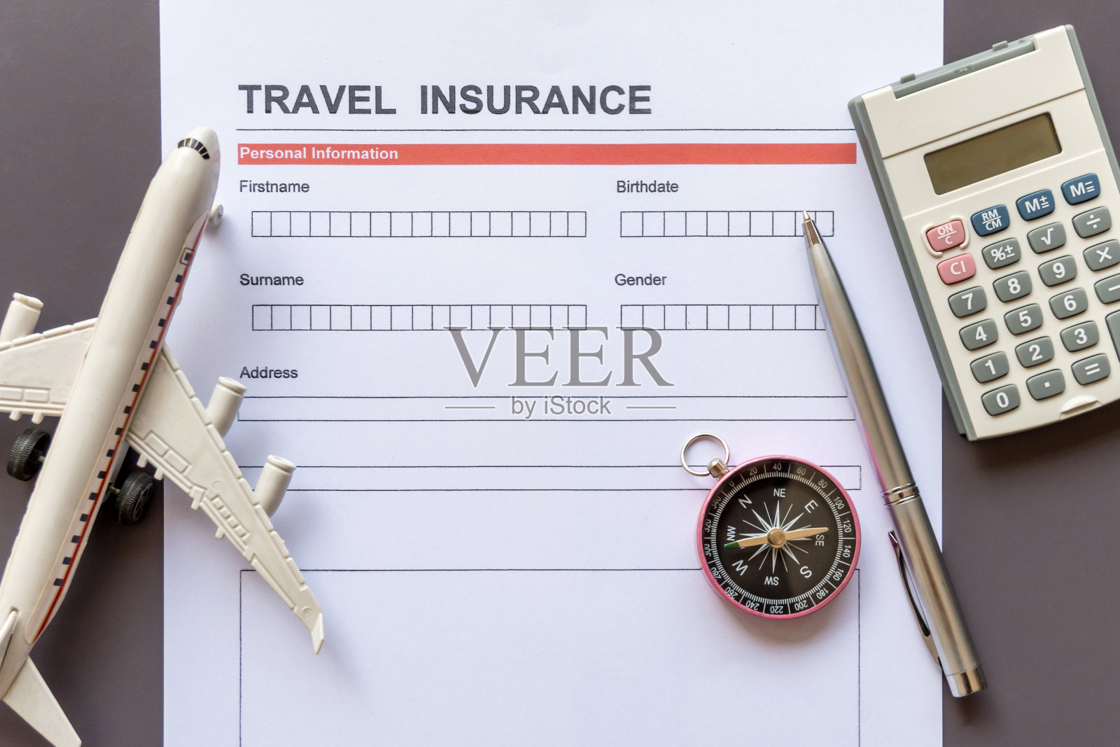 旅游保险表格和模型和政策文件照片摄影图片