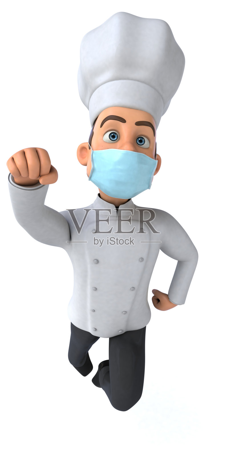 一个带面具的卡通人物的3D插图照片摄影图片