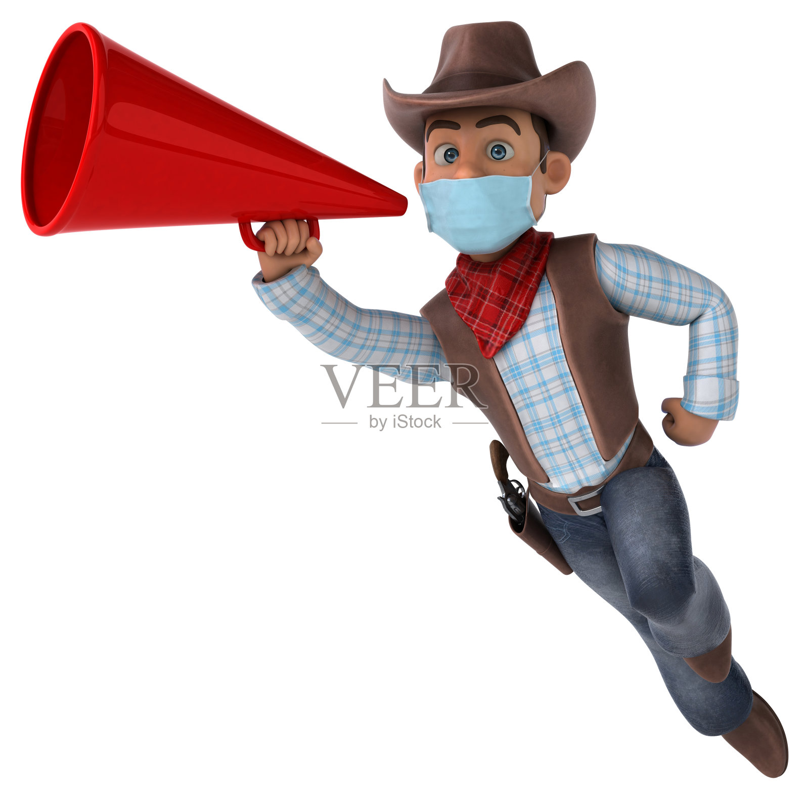 一个带面具的卡通人物的3D插图照片摄影图片