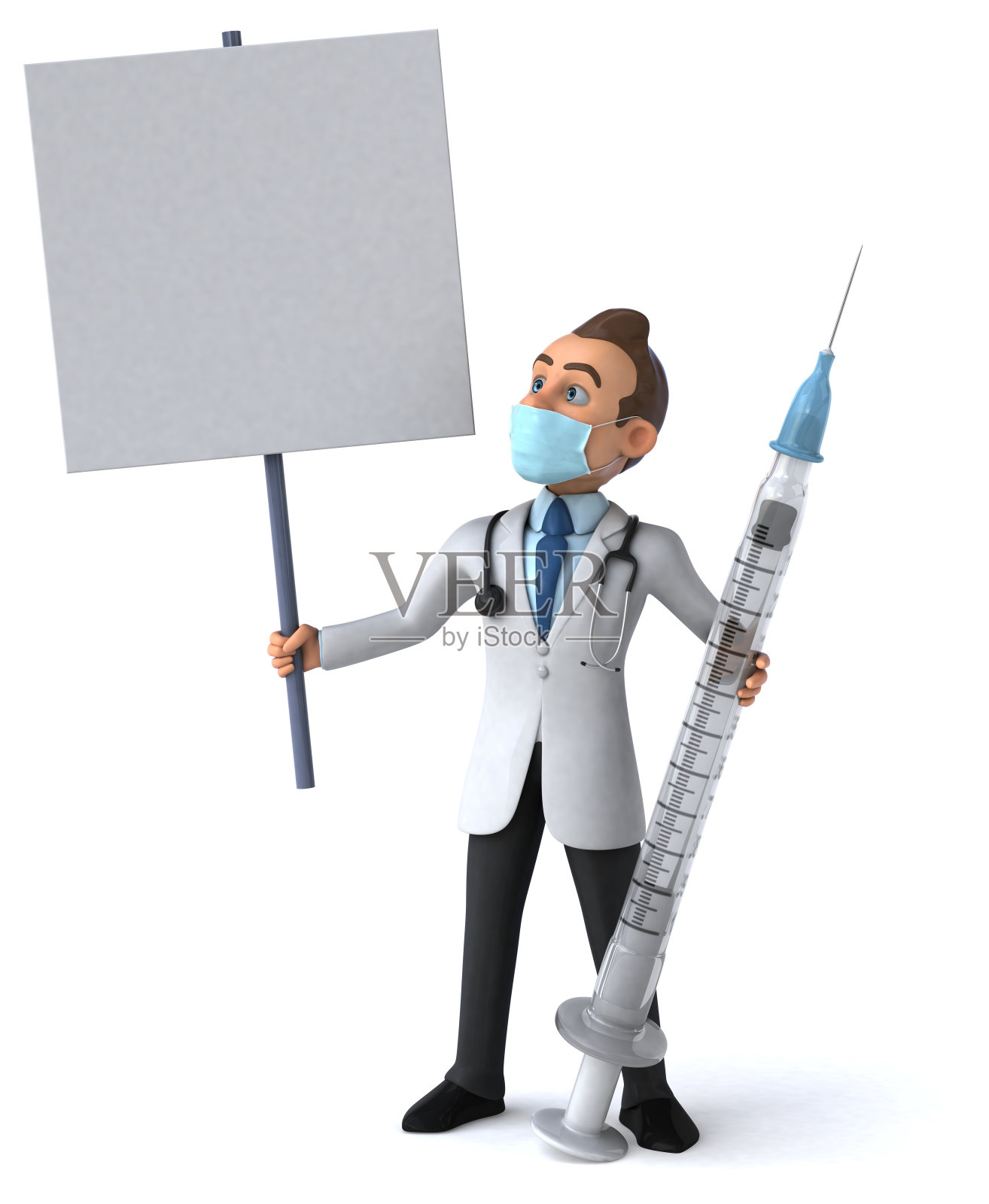 一个带面具的卡通人物的3D插图照片摄影图片