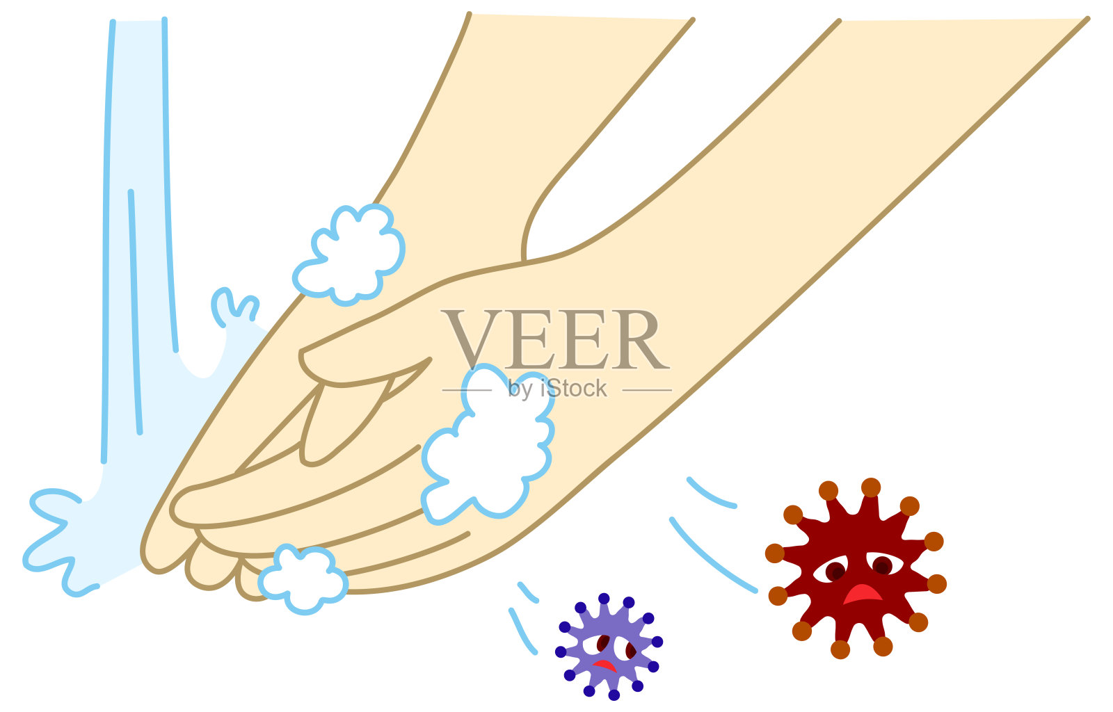 用洗手液洗手的插图插画图片素材