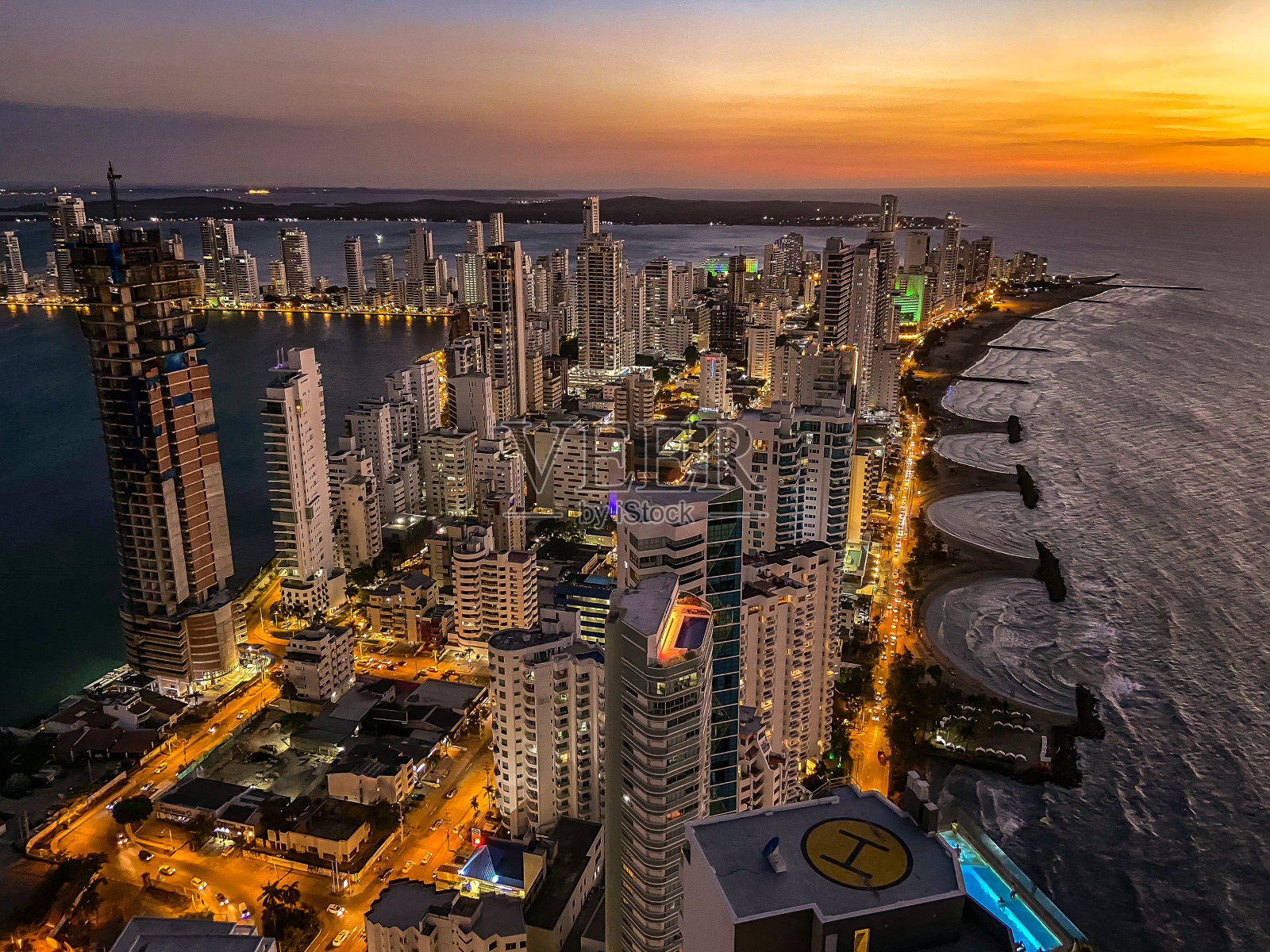 哥伦比亚卡塔赫纳的Bocagrande区照片摄影图片