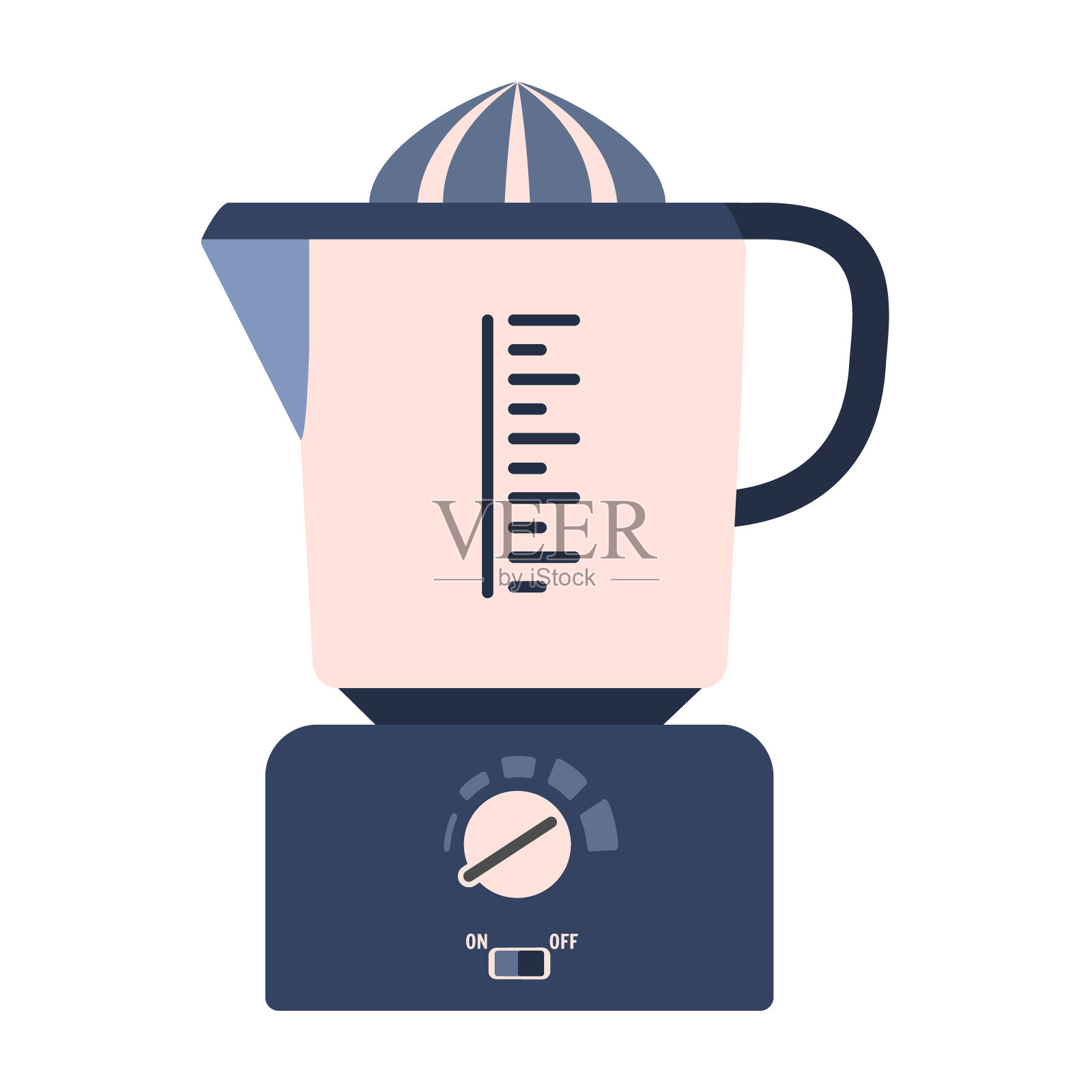 扁载体柑橘榨汁机，厨房榨汁机插画图片素材