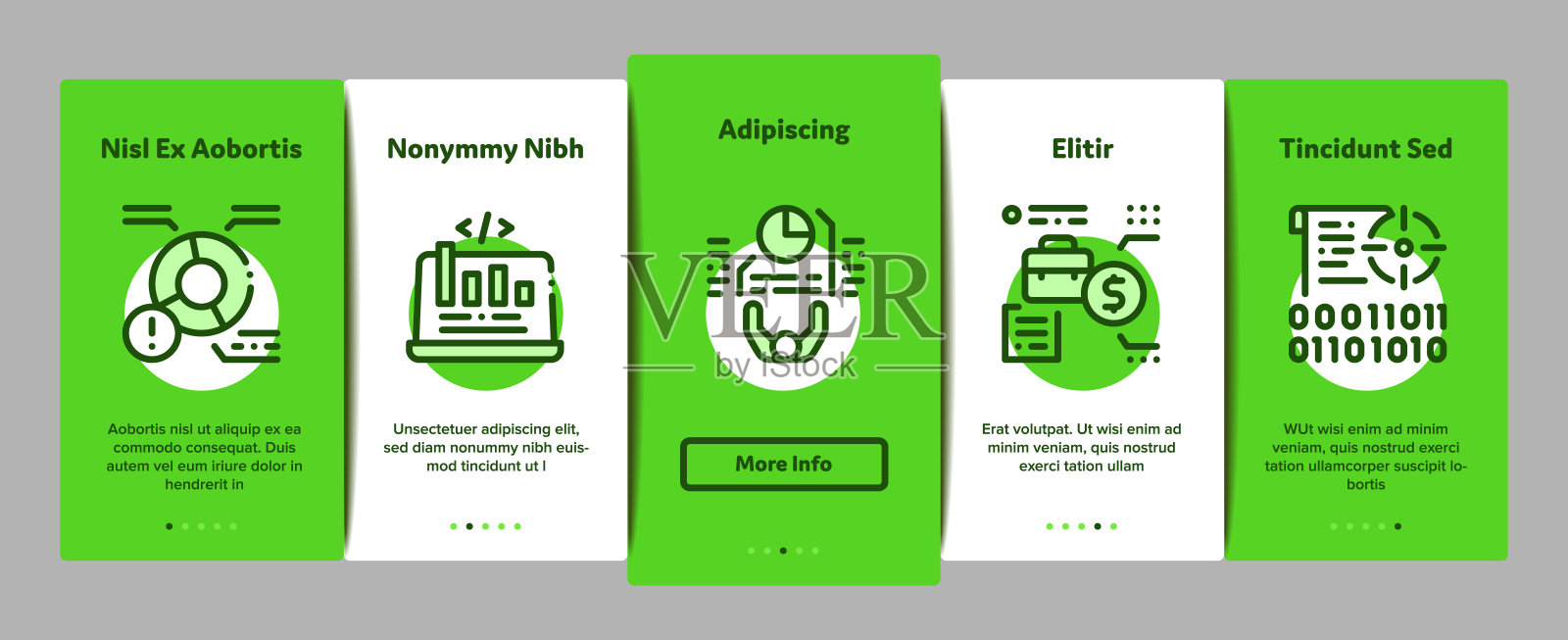 数据科学家工作者登上元素图标集向量插画图片素材