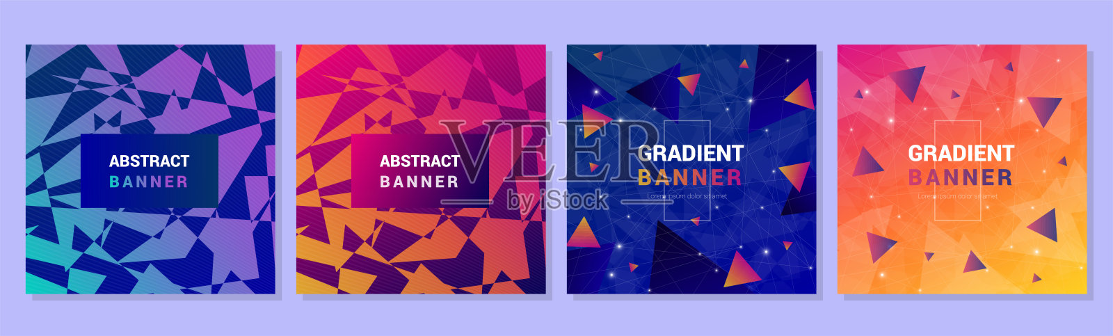一套创造性的渐变横幅插画图片素材