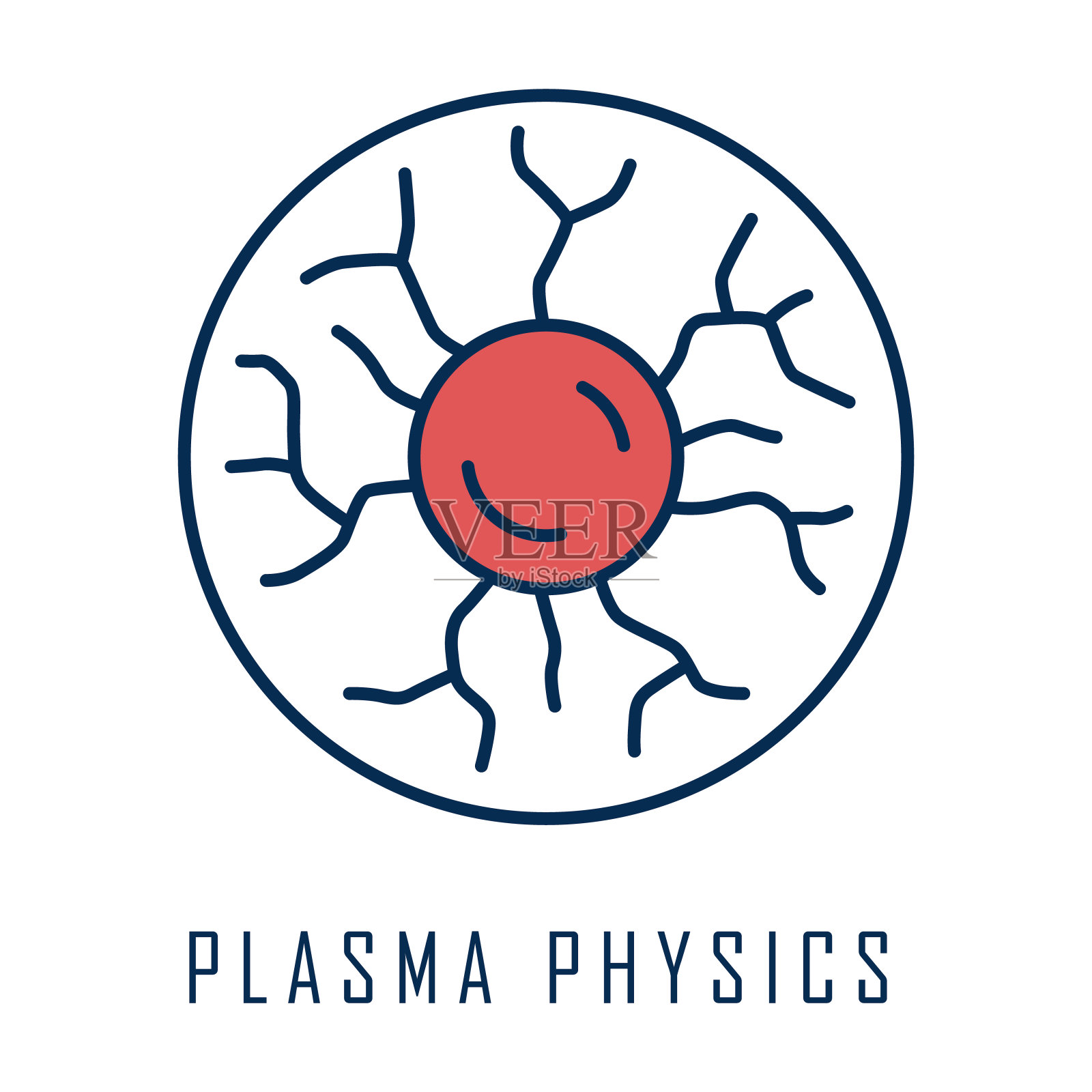 等离子体物理颜色图标。物质的高能量状态。天体物理现象。电离气体的物质。亚原子物理过程模型。核聚变。孤立的矢量图设计元素图片