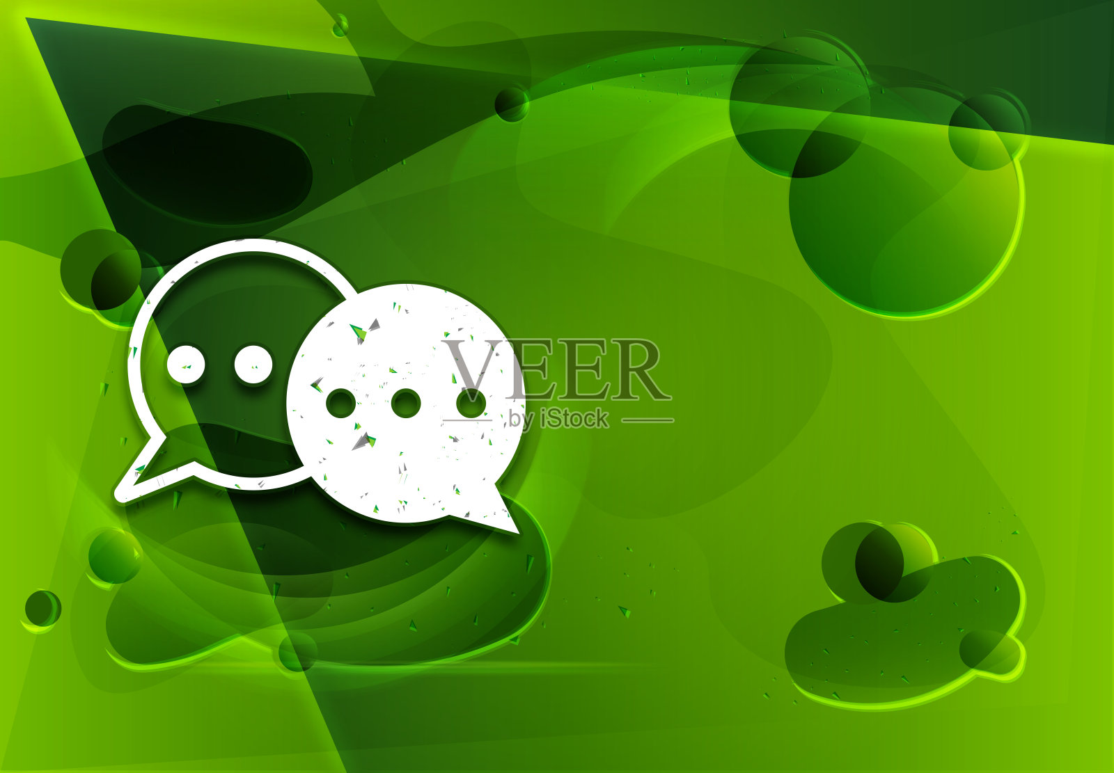 对话图标玻璃时尚抽象绿色背景插图插画图片素材