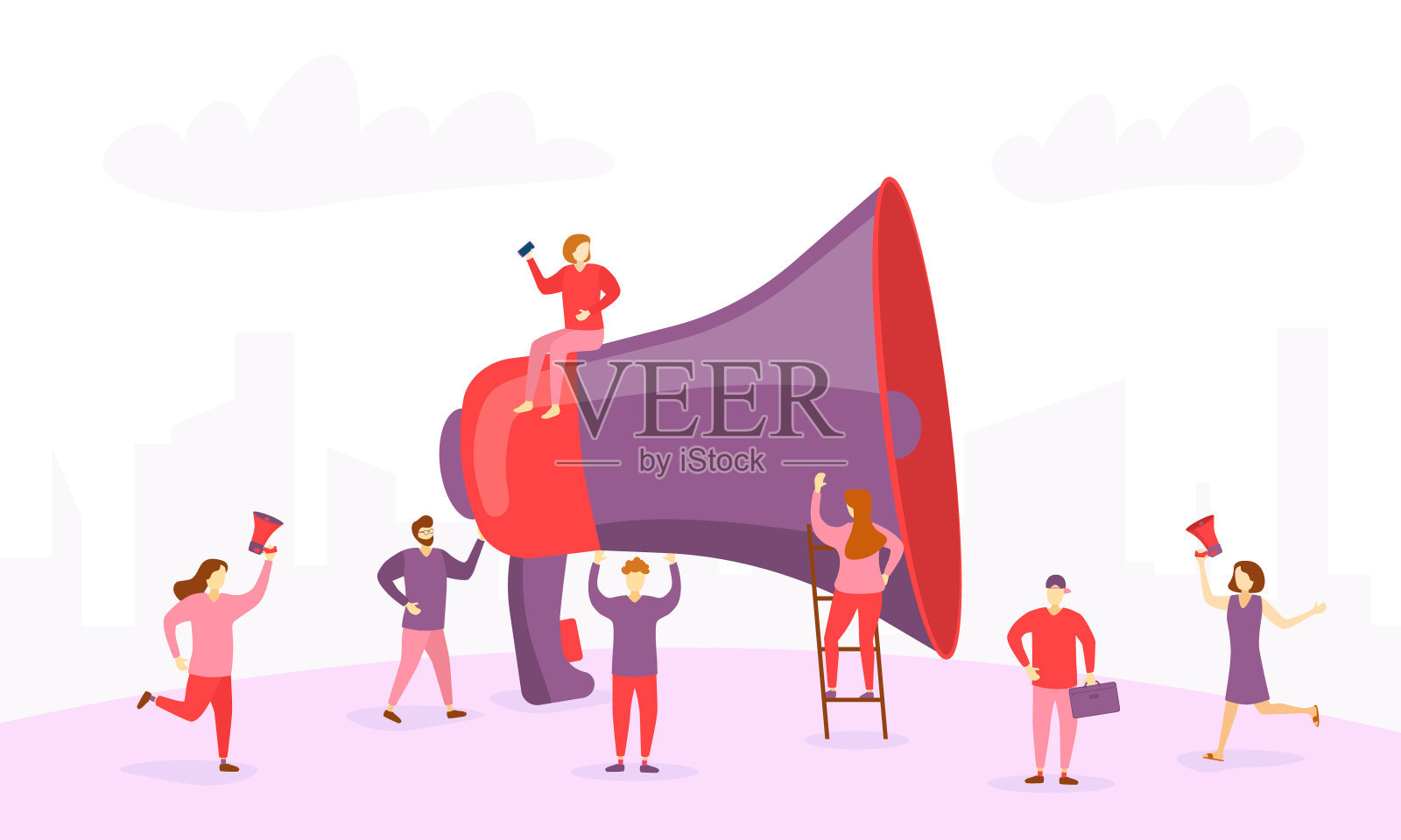 扩音器的角色的人。插画图片素材