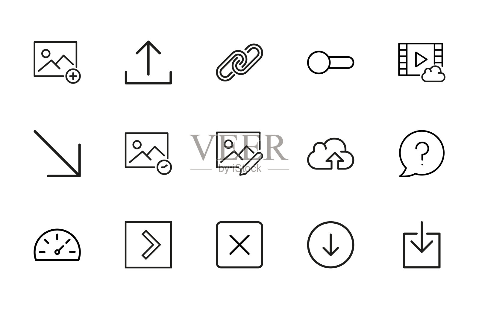 一组大的标志线图标。图标素材