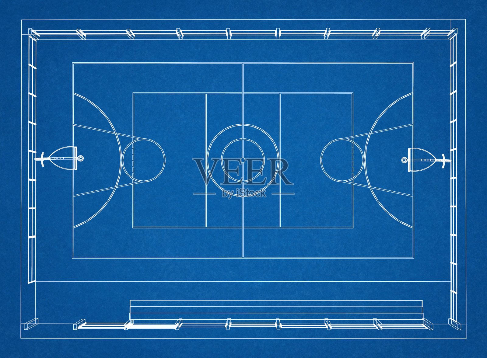 篮球场上的蓝图照片摄影图片