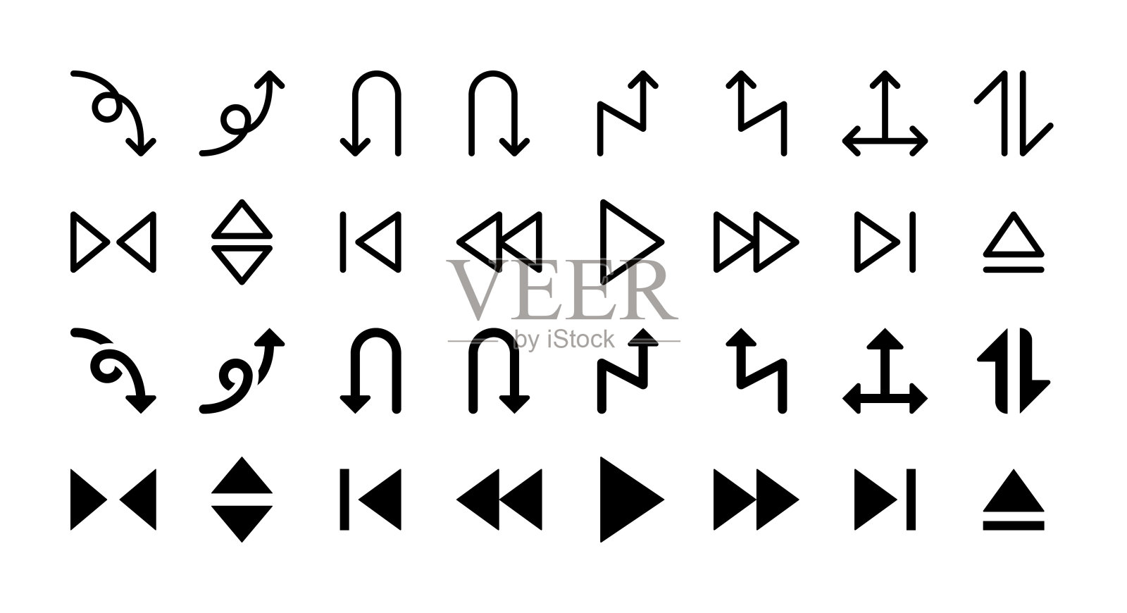 箭头、字形和线条图标设计元素图片