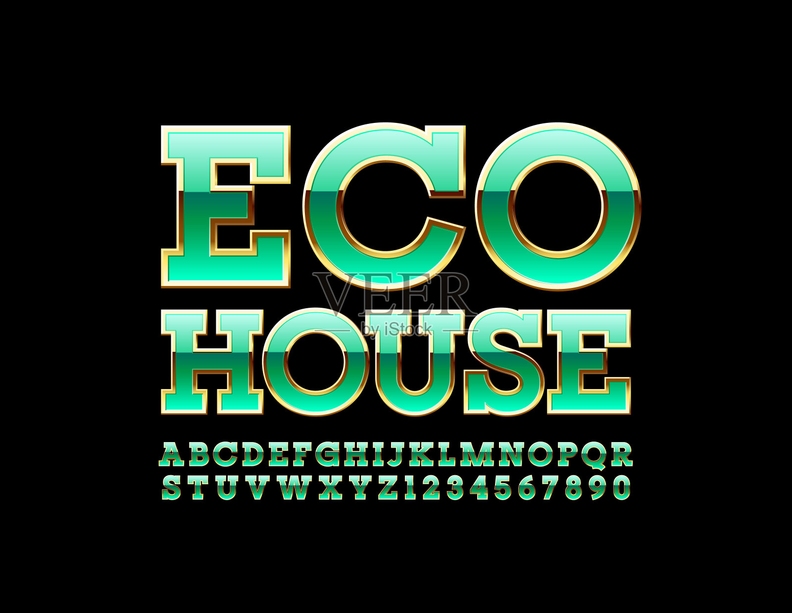 Vector bright Emblem Eco House。现代时髦的字母和数字插画图片素材