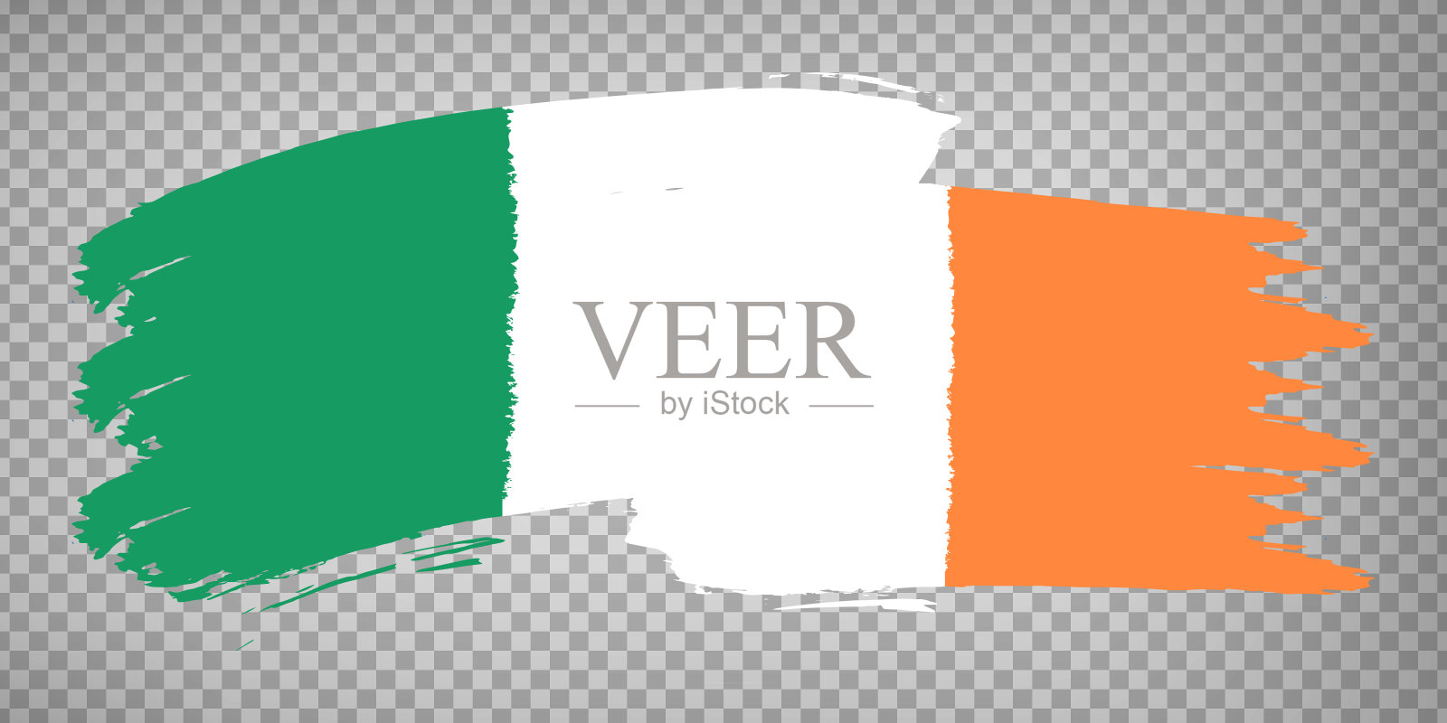 爱尔兰国旗，笔触背景。在透明的背景上为您的网站设计，标志，应用程序，UI挥舞爱尔兰共和国的旗帜。欧洲。EPS10。插画图片素材