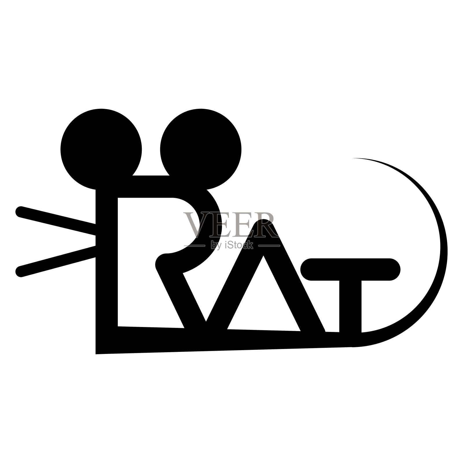 白色背景上的鼠年标志。RAT字符的设计。设计元素图片