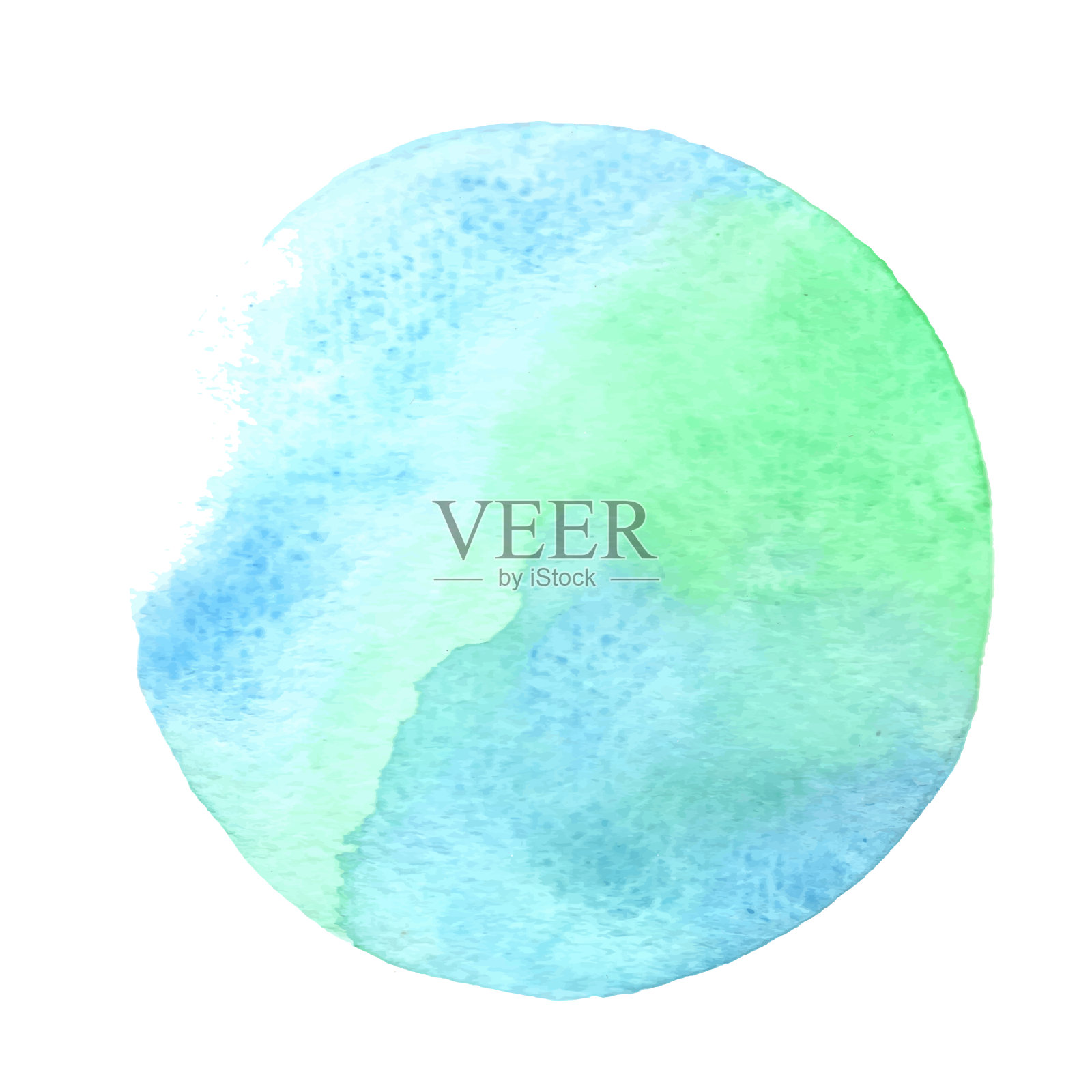 鲜蓝色水彩手绘圆形装饰标志，横幅和图标背景。插画图片素材