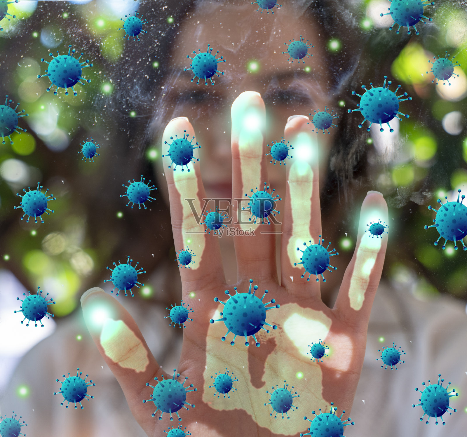 2019新型冠状病毒，手部接触传播病毒或细菌的概念，用于医疗健康背景，洗手照片摄影图片