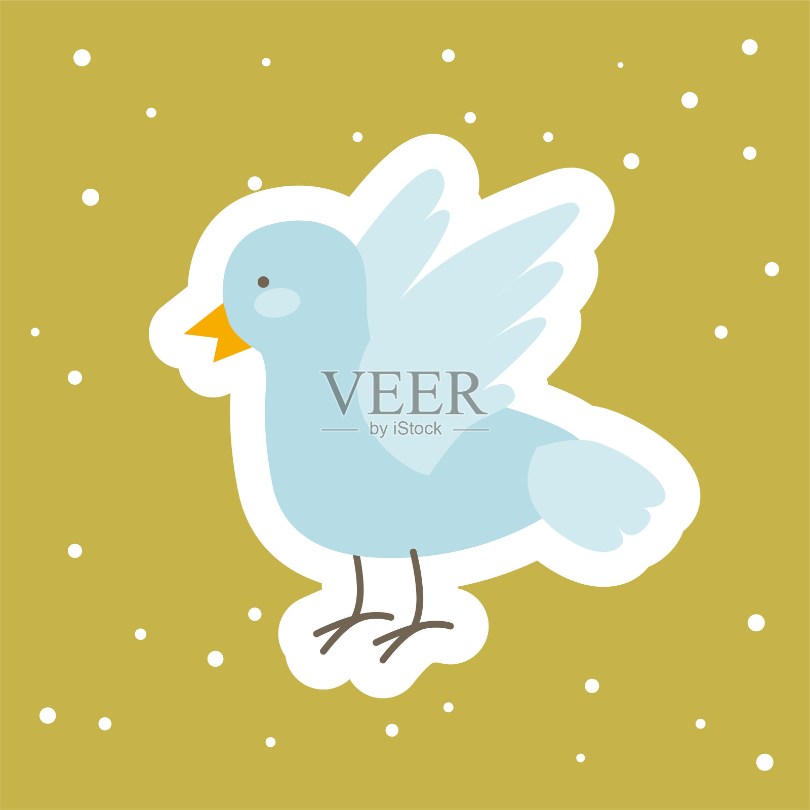 矢量卡通可爱的复活节贴纸与鸽子或鸽子或春天的鸟。插画图片素材