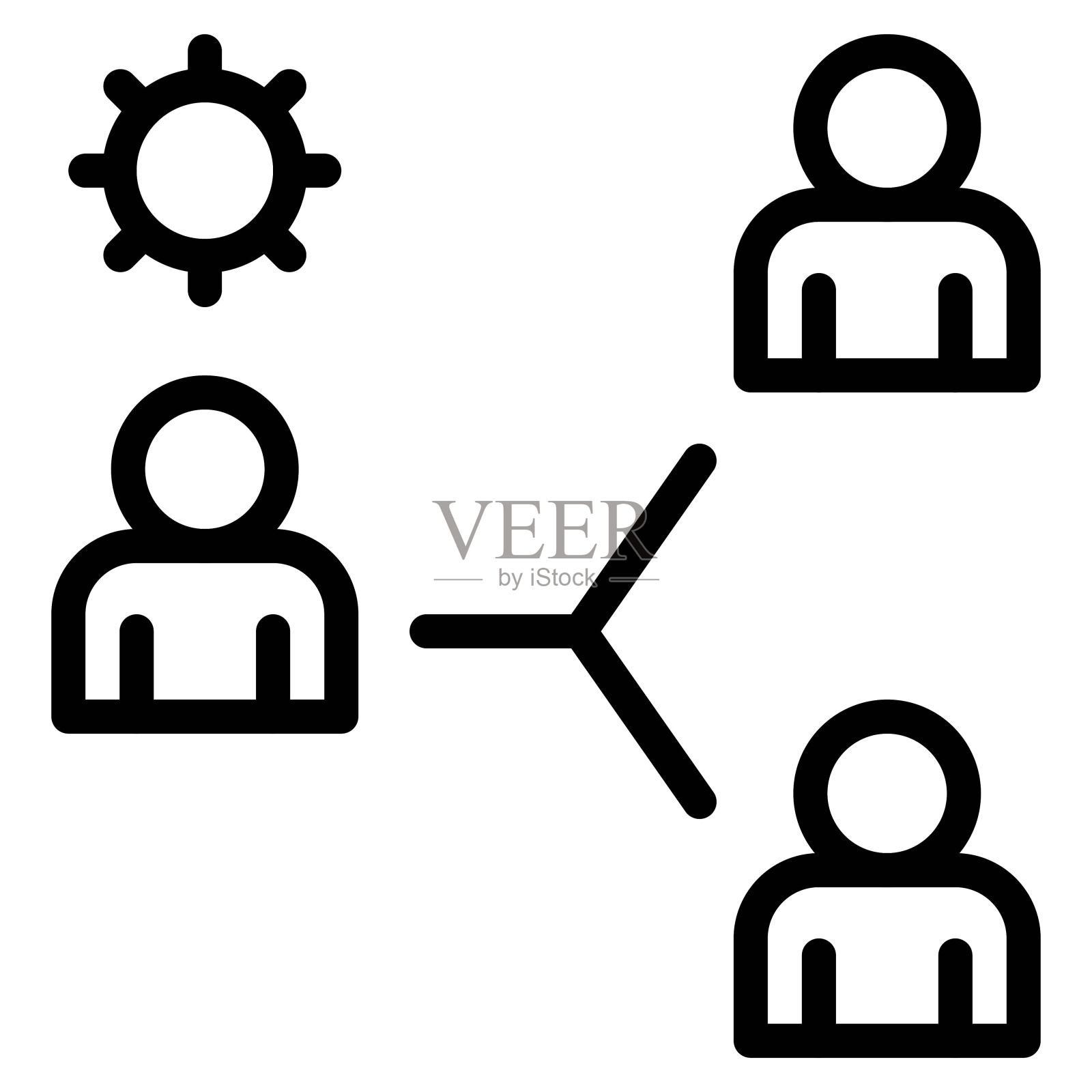 基本复制数字矢量插图，线条样式图标图标素材