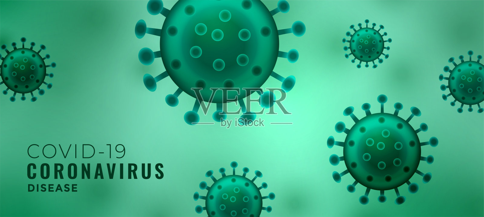 冠状病毒COVID-19漂浮病毒细胞横幅设计插画图片素材
