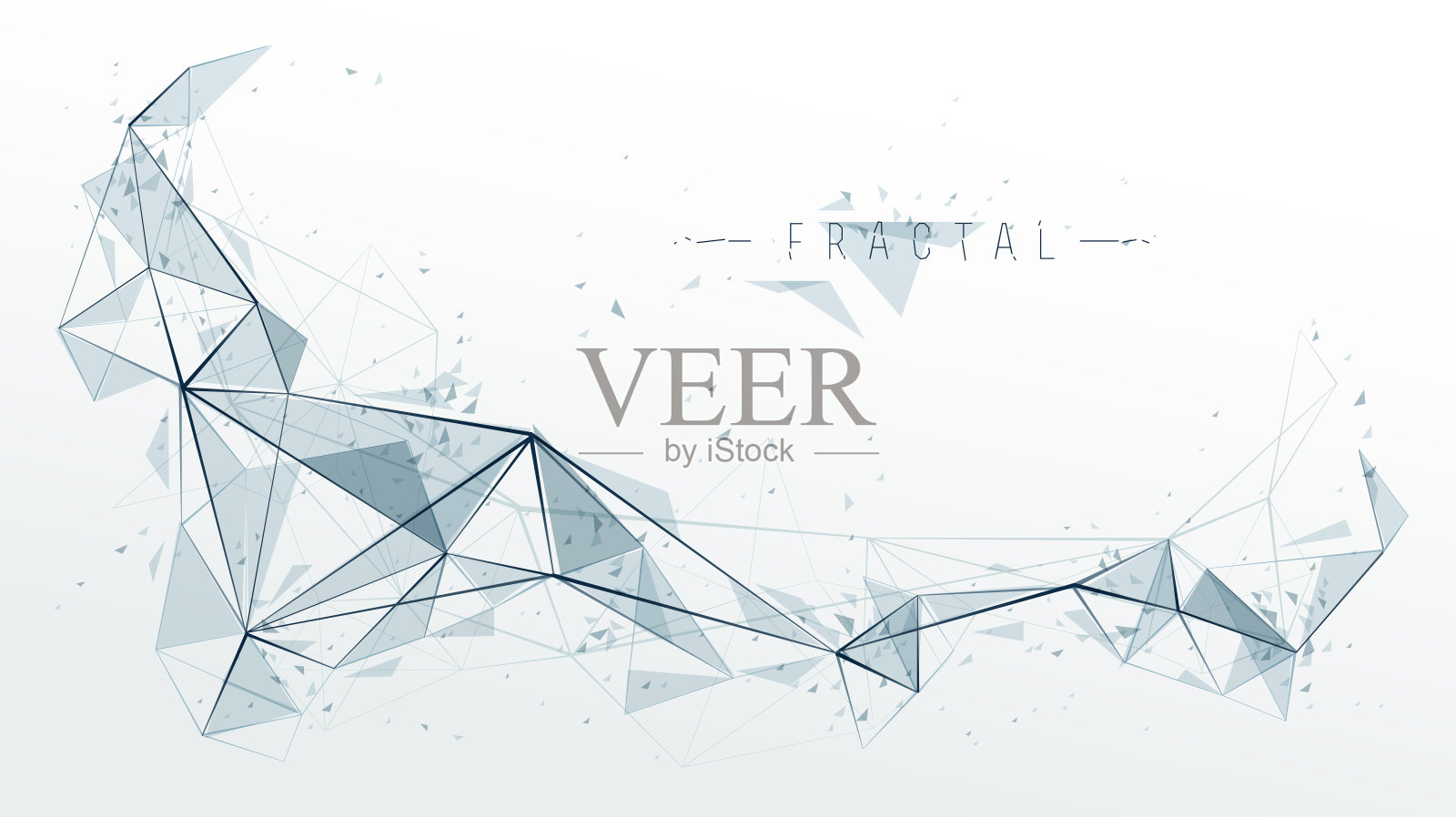 网格对象分形设计采用连通线矢量抽象背景，低多边形多边形元素的三维透视，科技主题。插画图片素材