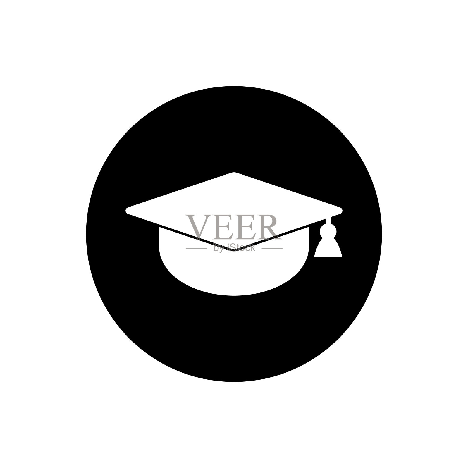 研究生帽按钮图标。可编辑的矢量EPS符号插图。插画图片素材