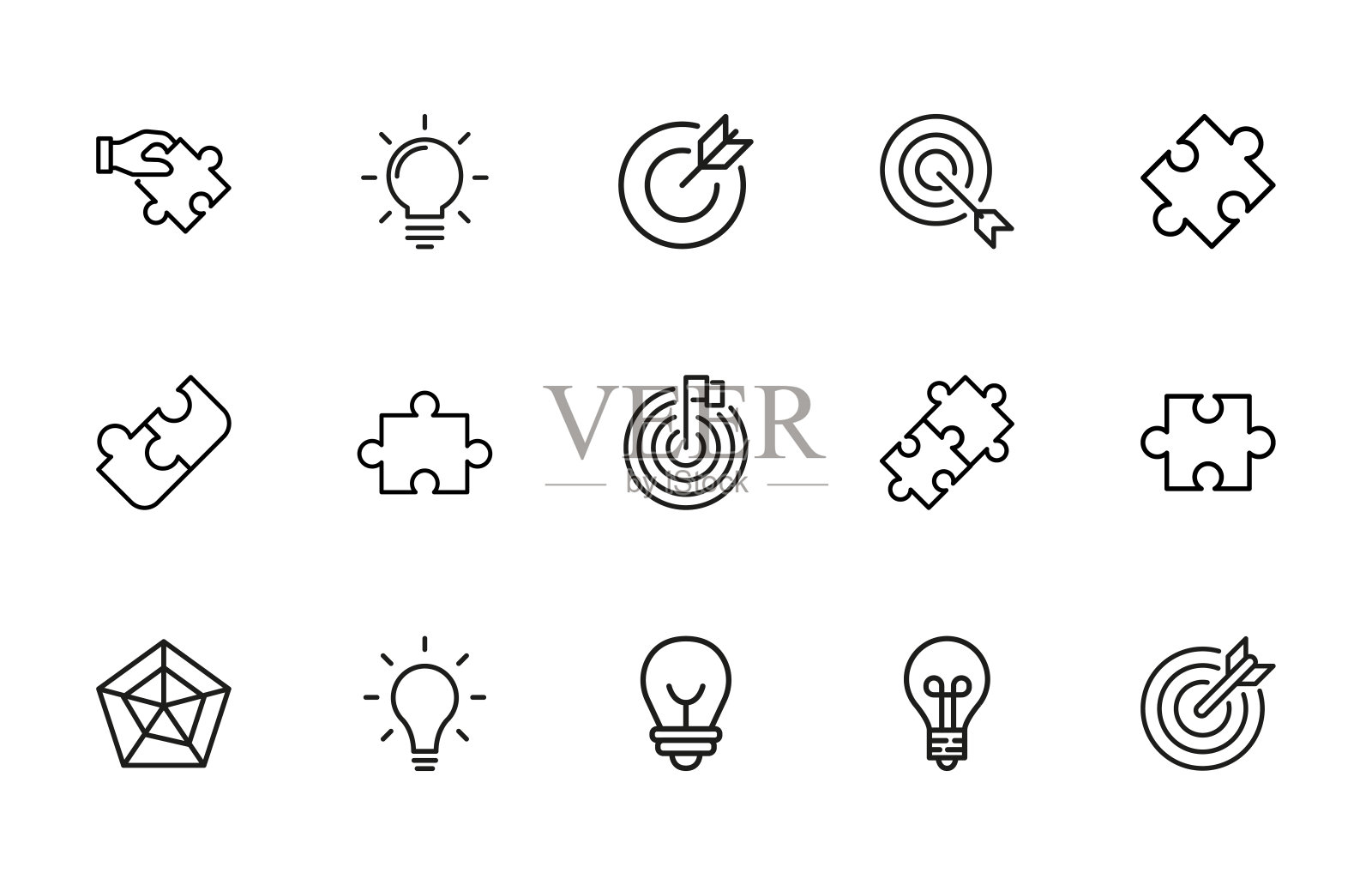 一组概念相关的矢量线图标。图标素材