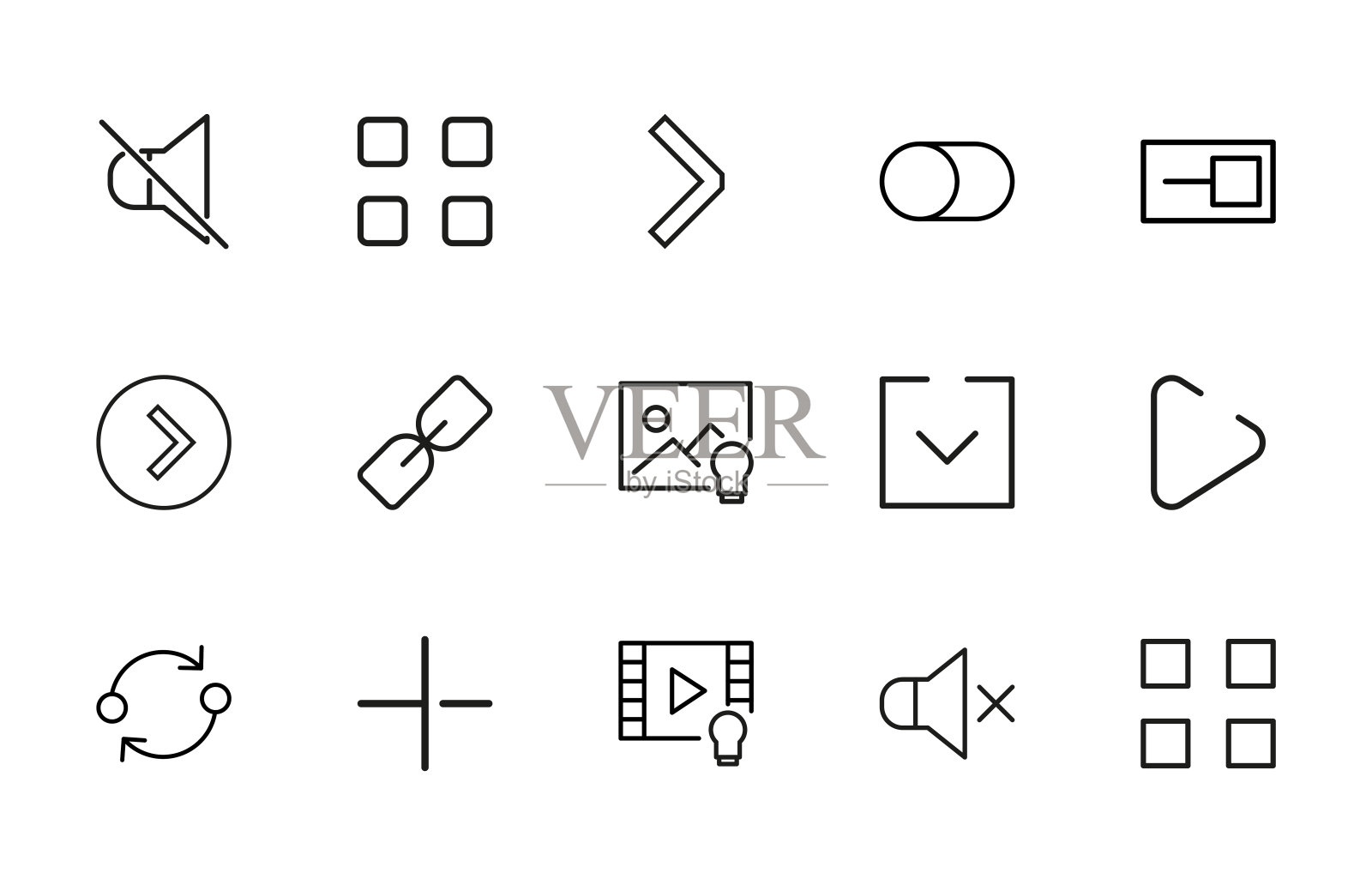 一组大的标志线图标。图标素材