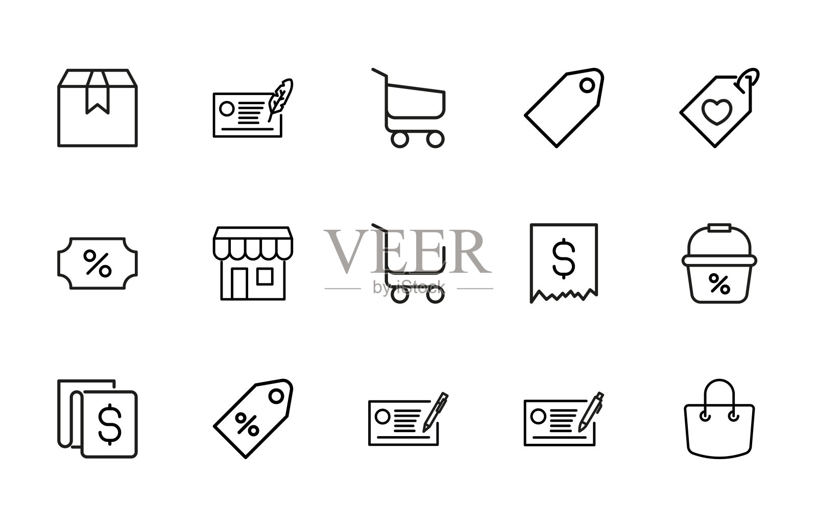 简单的销售图标在时尚的路线风格。图标素材