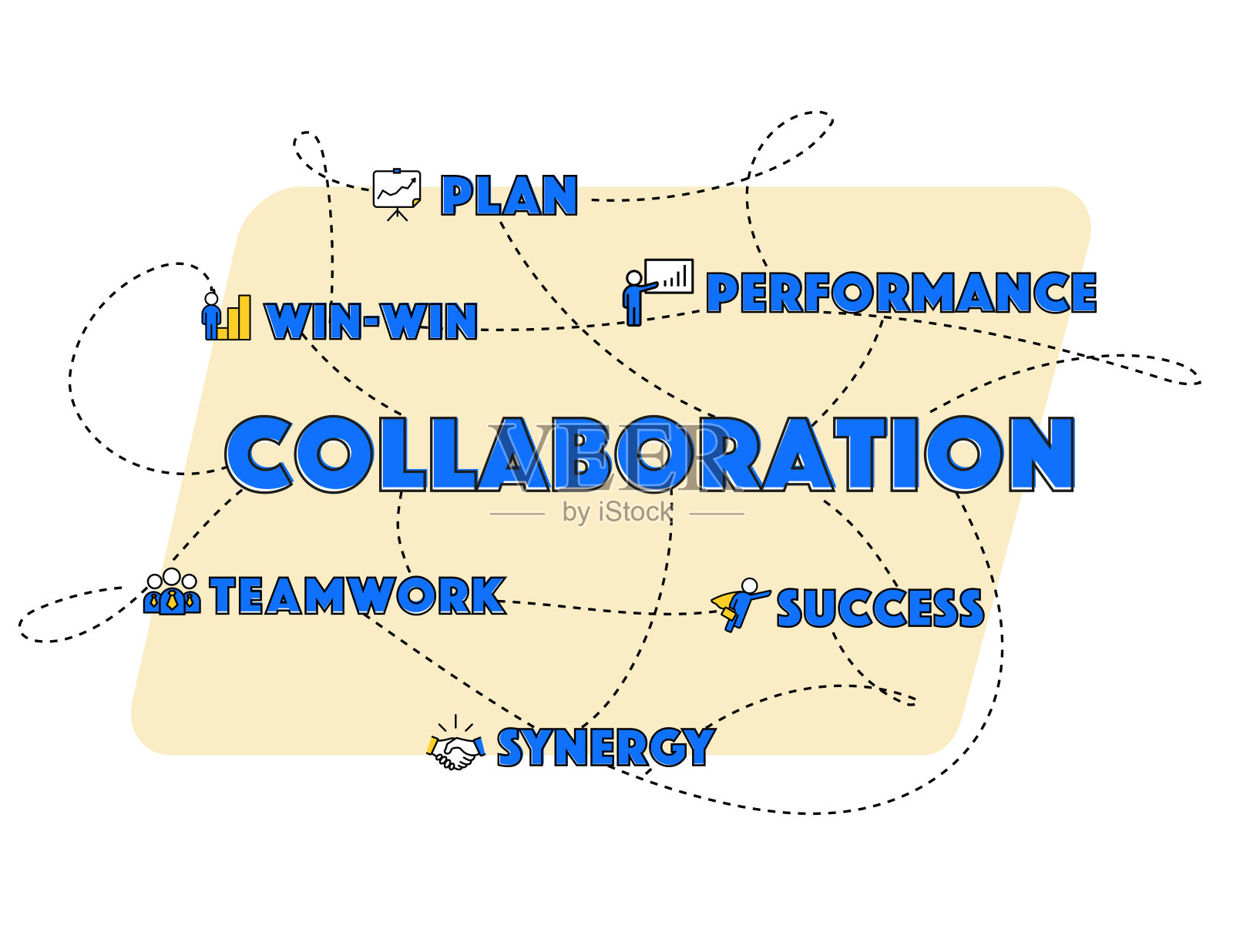 协作概念矢量插图与图标。插画图片素材