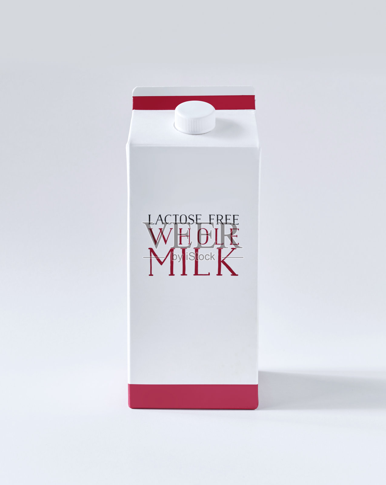 无乳糖牛奶纸盒上的白色背景照片摄影图片
