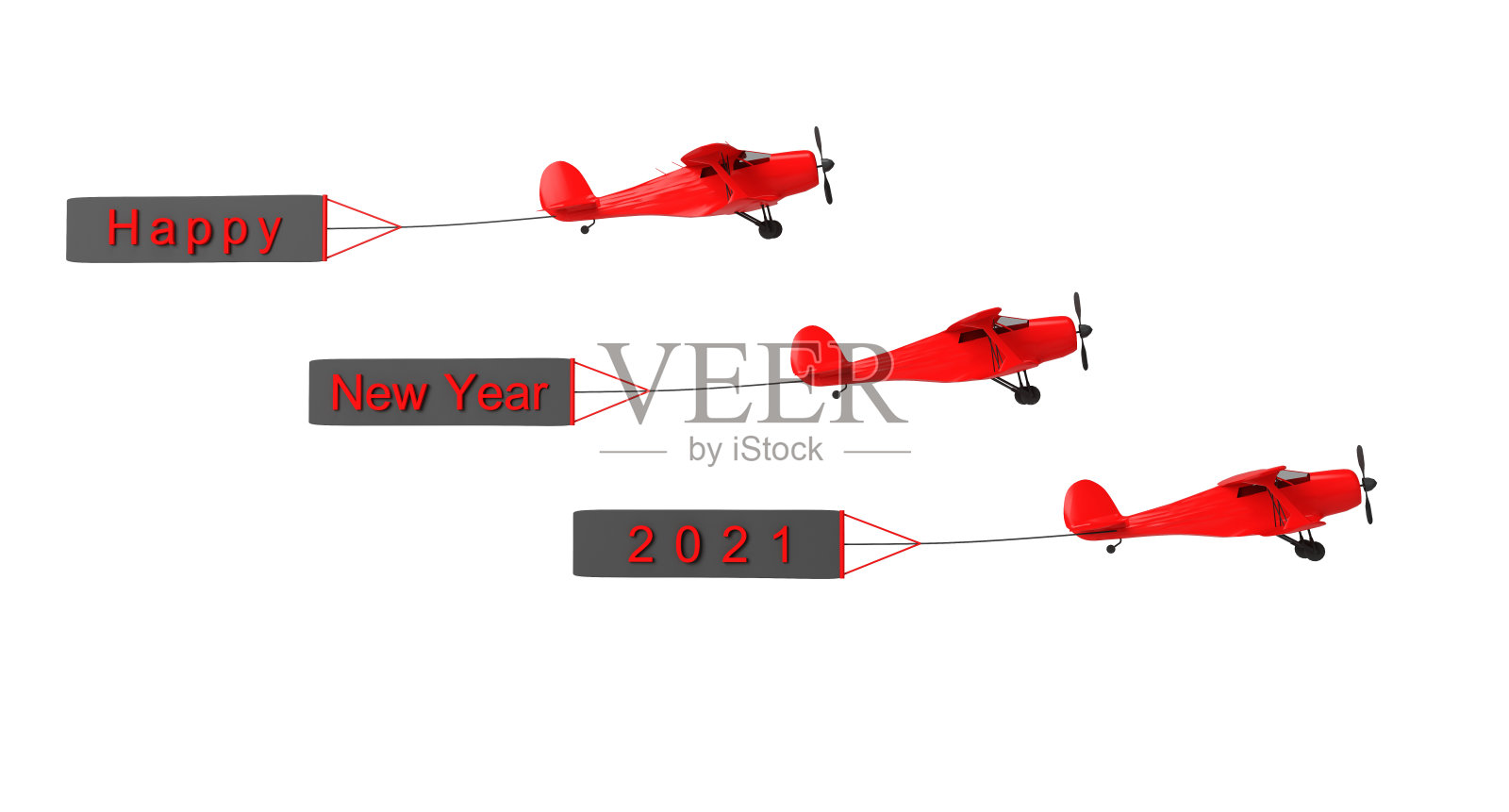 三架飞机与新年海报照片摄影图片