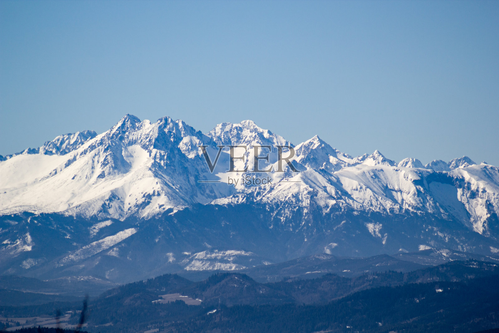 早春的高塔特拉。波兰Beskid Sadecki的Jaworzyna Krynicka山。照片摄影图片