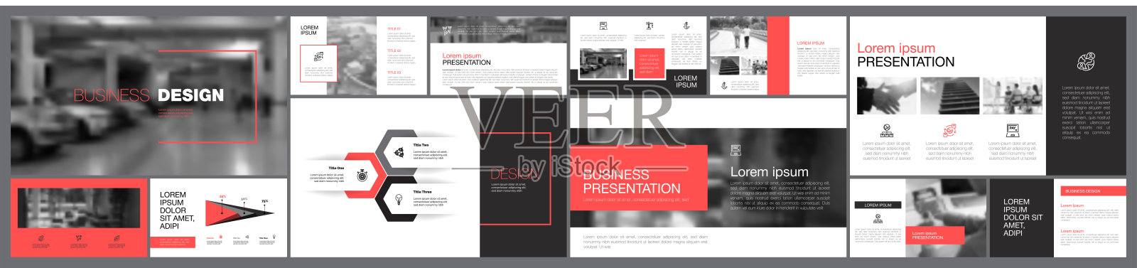 9个开发幻灯片模板集插画图片素材