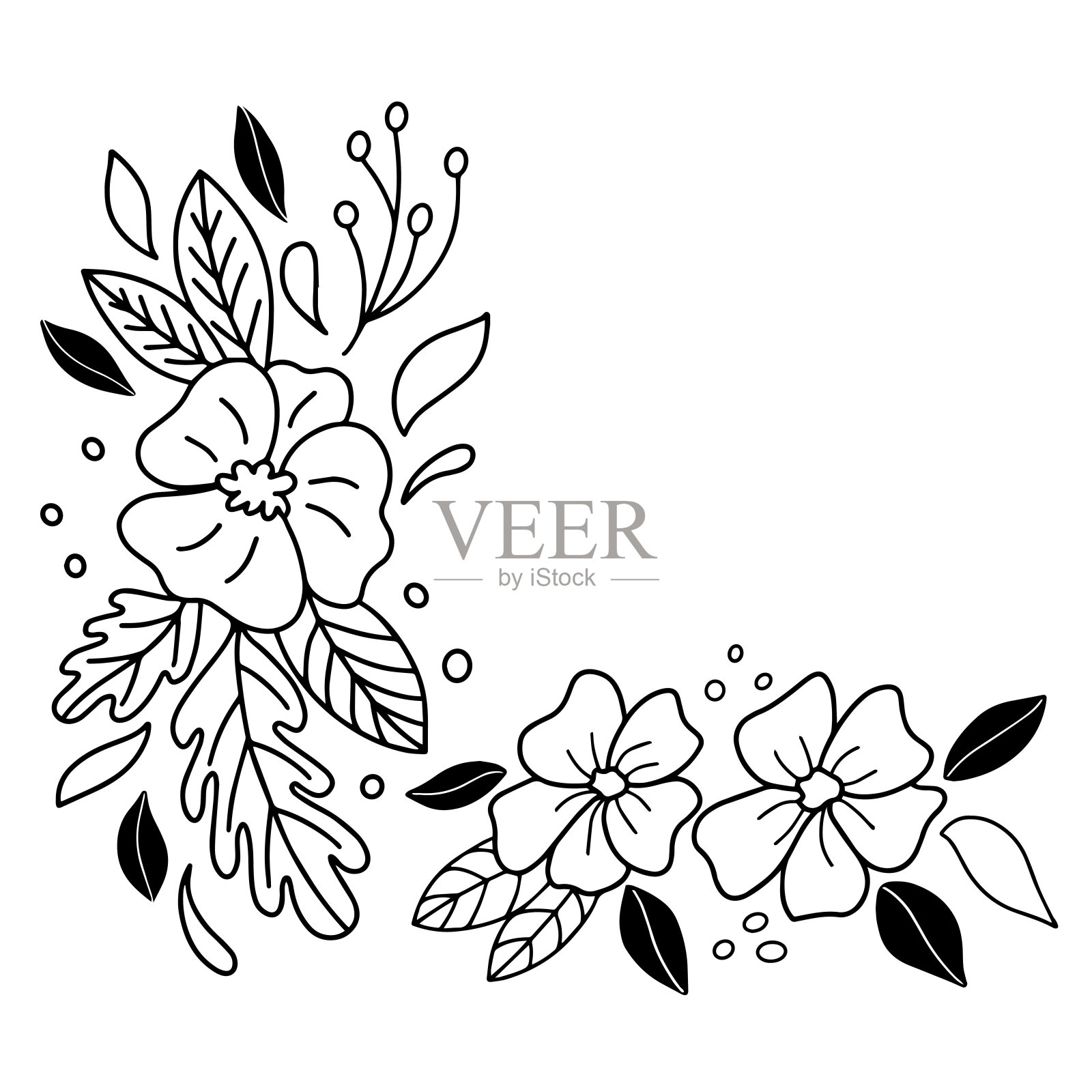 节日框架上的鲜花在一个白色的背景矢量图形。用于设计卡片，祝贺，请柬，壁纸插画图片素材