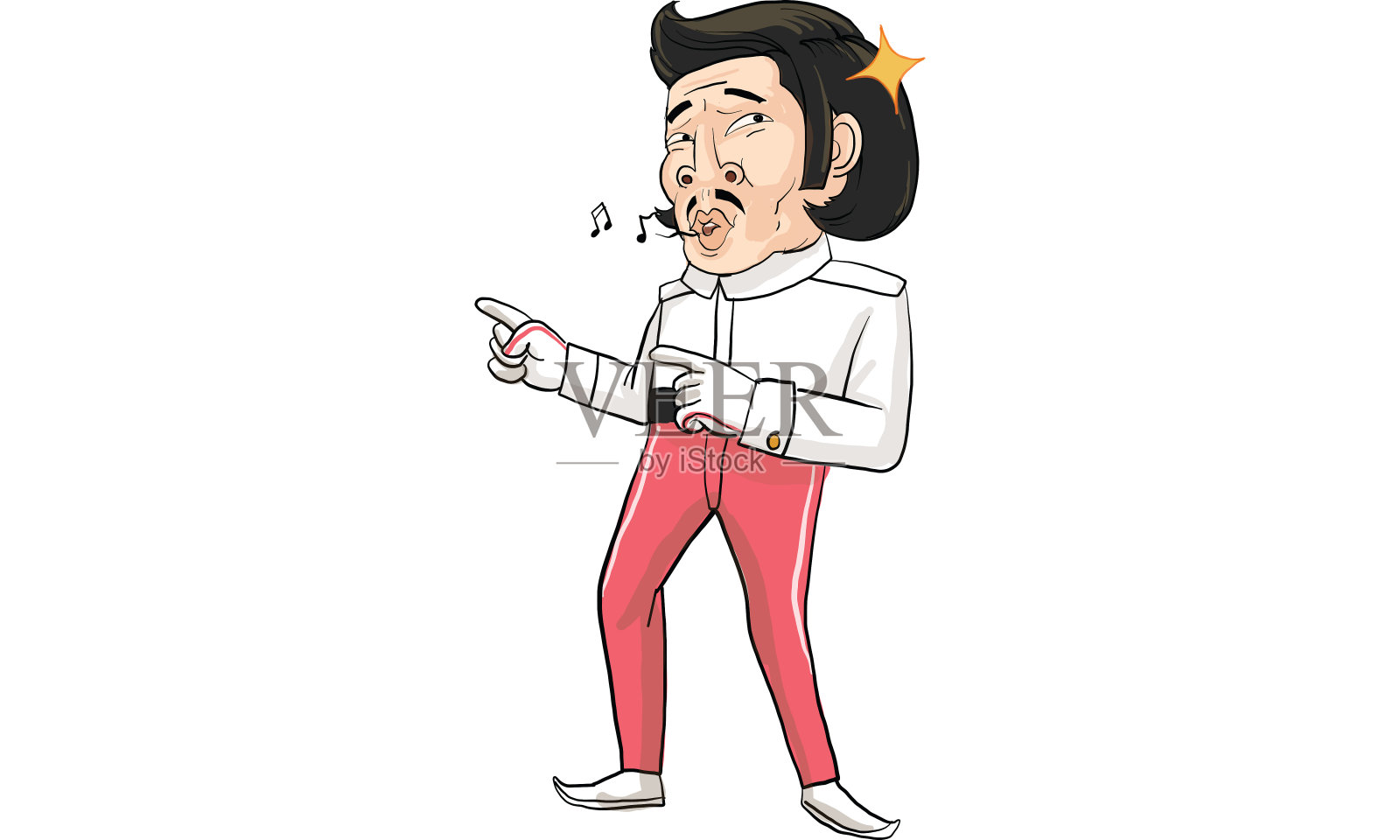 卡通人物在白色西装行动插画图片素材