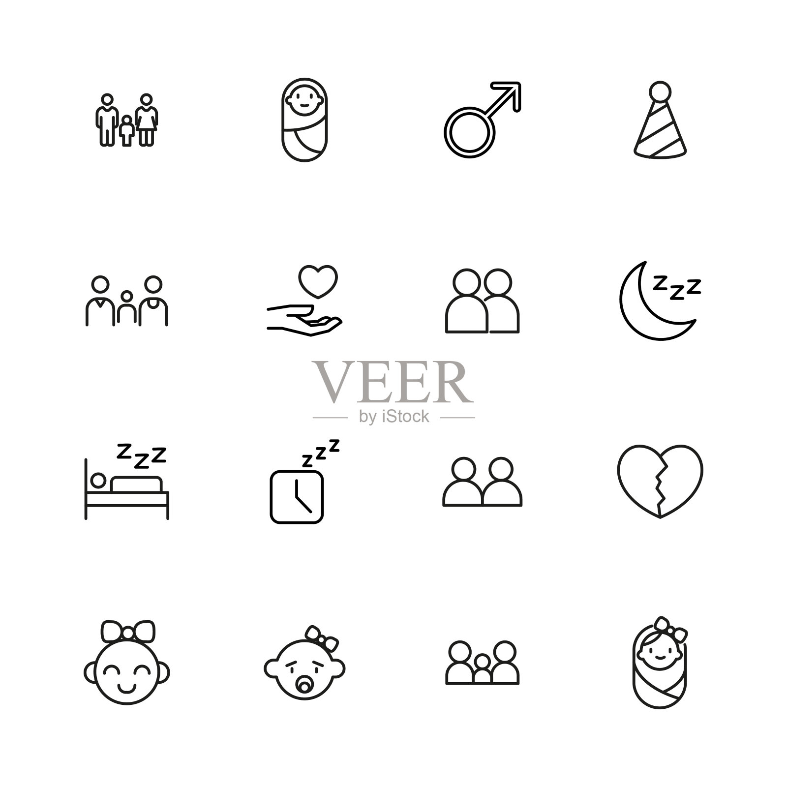 Premium set of Family line icons.家庭系列图标。图标素材